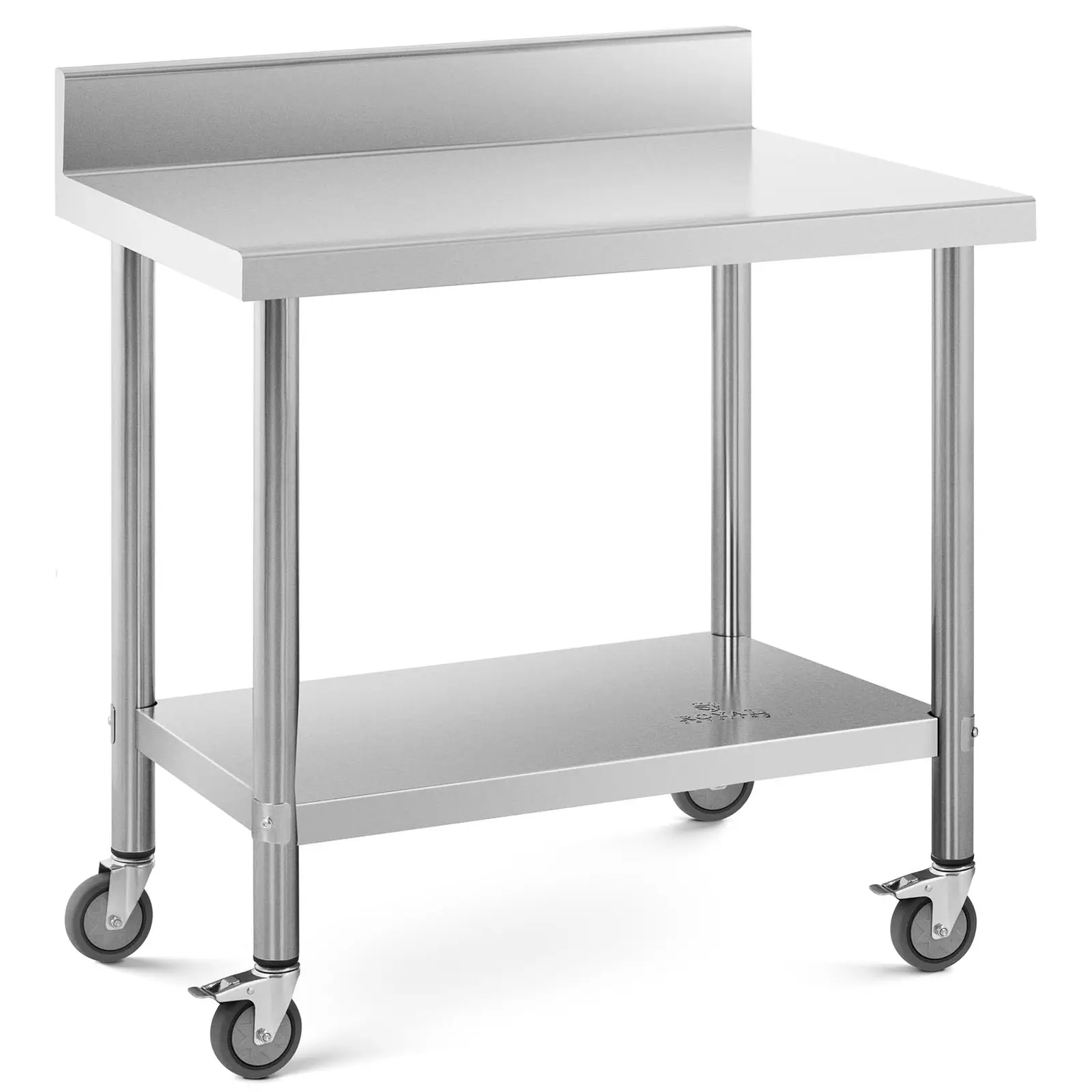 Stůl z ušlechtilé oceli s kolečky 60 x 90 cm lemování nosnost 145 kg - Pracovní stoly Royal Catering