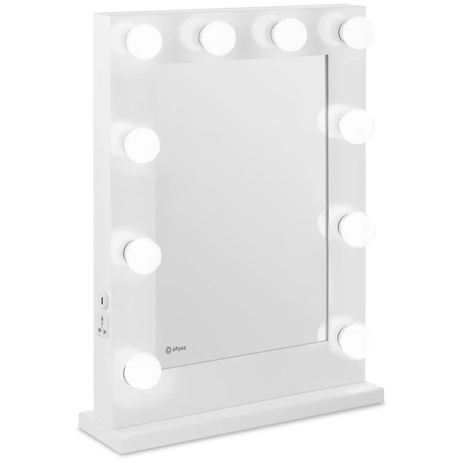 Hollywoodské zrcadlo bílé 10 LED diod hranaté - Zrcadla physa