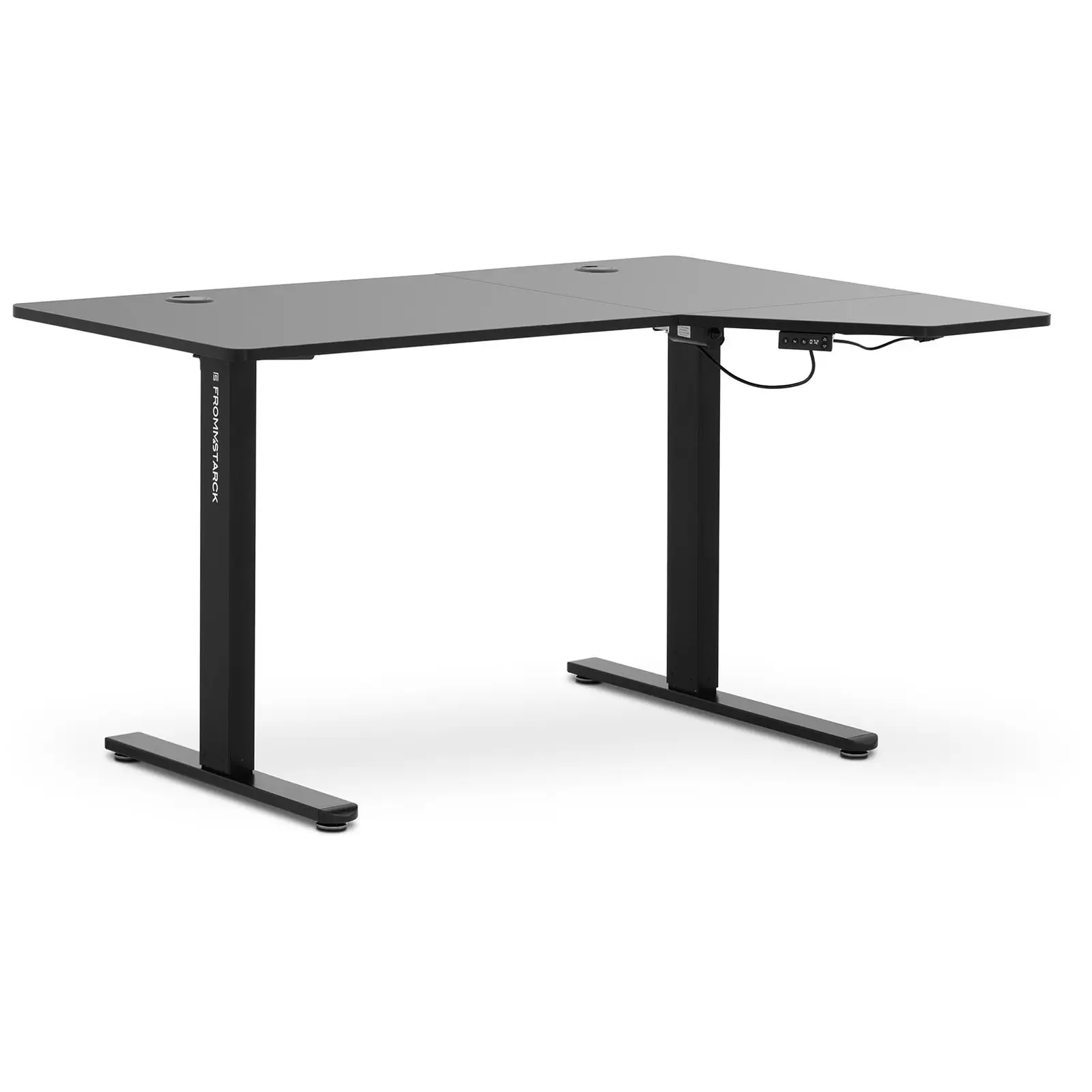 Výškově nastavitelný rohový stůl 720–1 200 mm 80 kg černá barva - Psací stoly Fromm & Starck