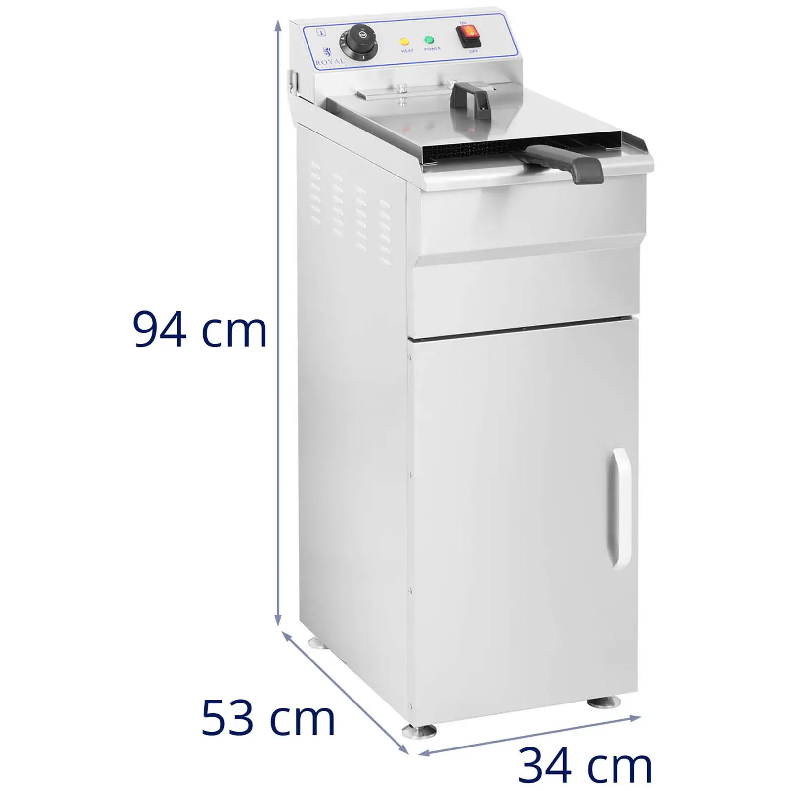 Elektromos olajsütő - 16 liter - alsó tároló kabinettel (Szín: Ezüst)