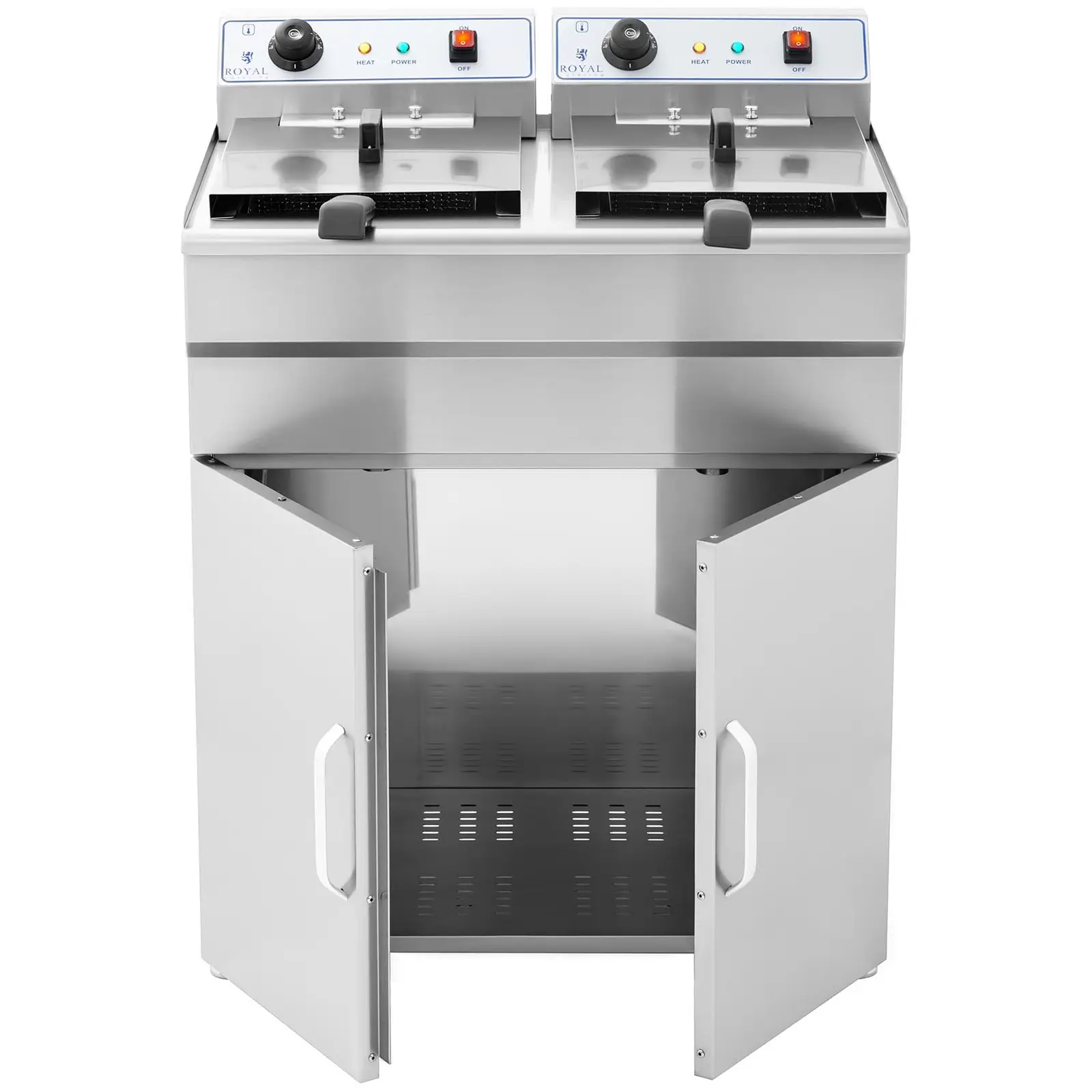 Elektrická fritéza - 2 x 16 l - 400 V - skříň (Se skříní: Ano)