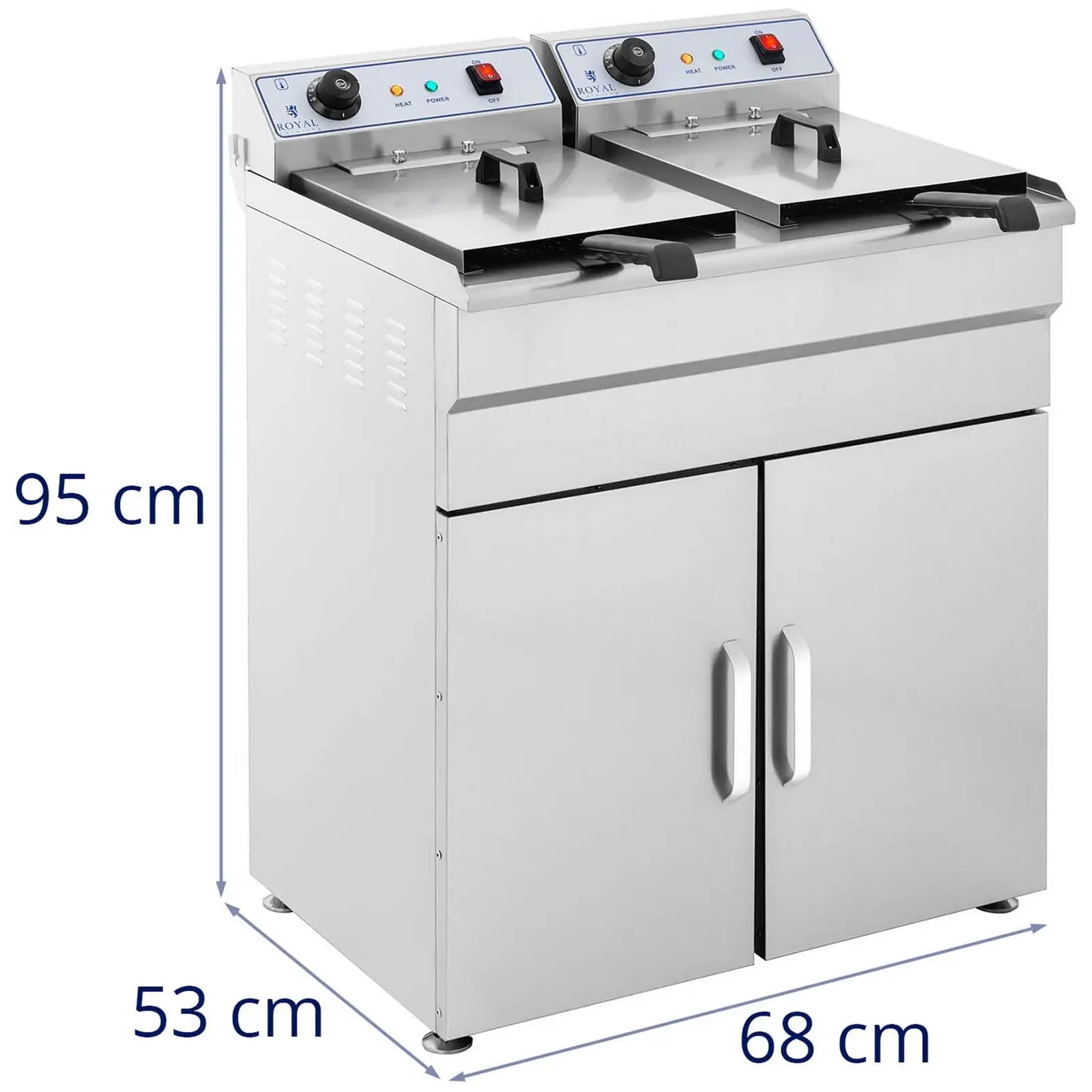 Elektrická fritéza - 2 x 16 l - 400 V - skříň (Celkový objem: 32 l)