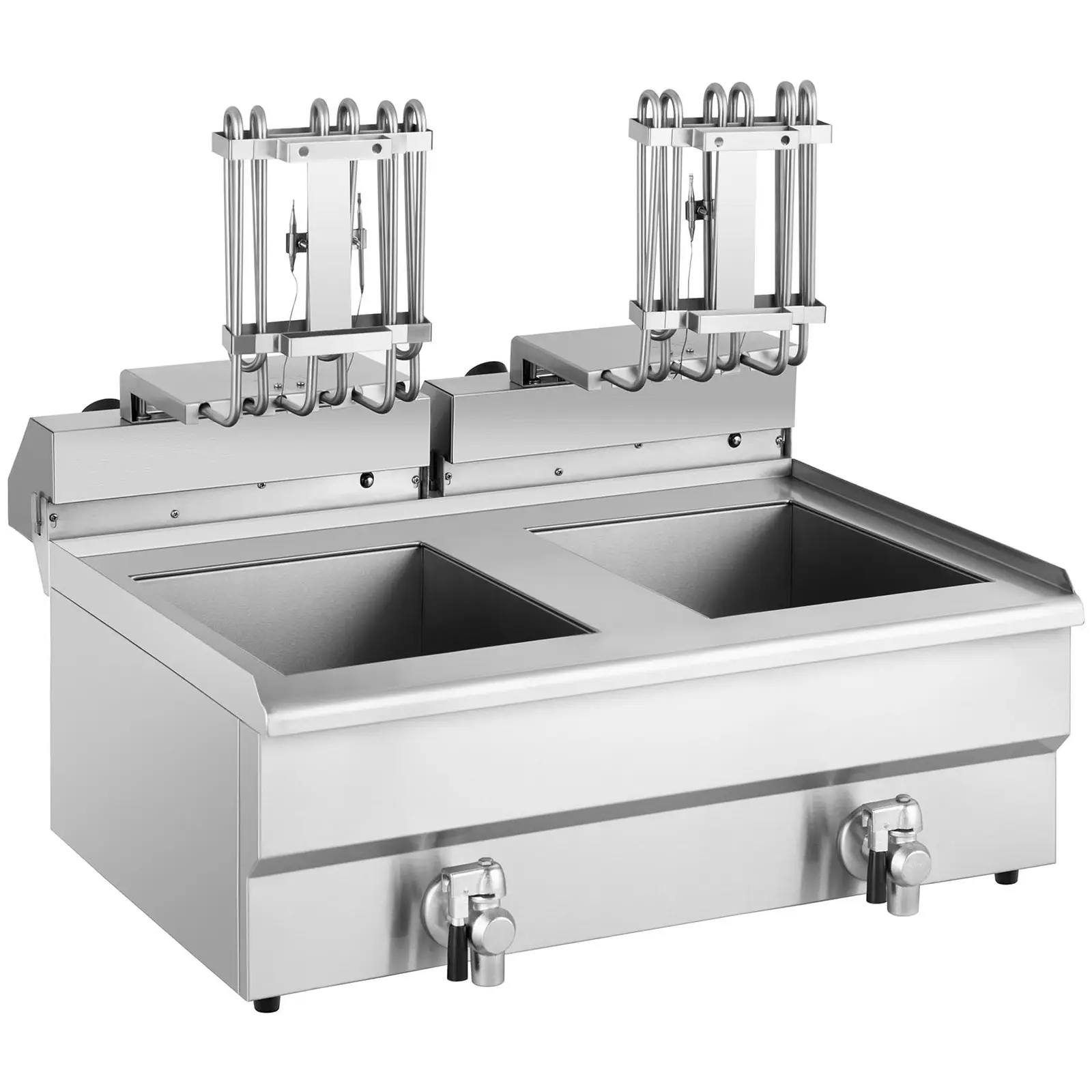 Elektrická dvojitá fritéza - 2 x 16 l - 13 000 W - 400 V - vypouštěcí kohout - Royal Catering (Časovač: Ne)