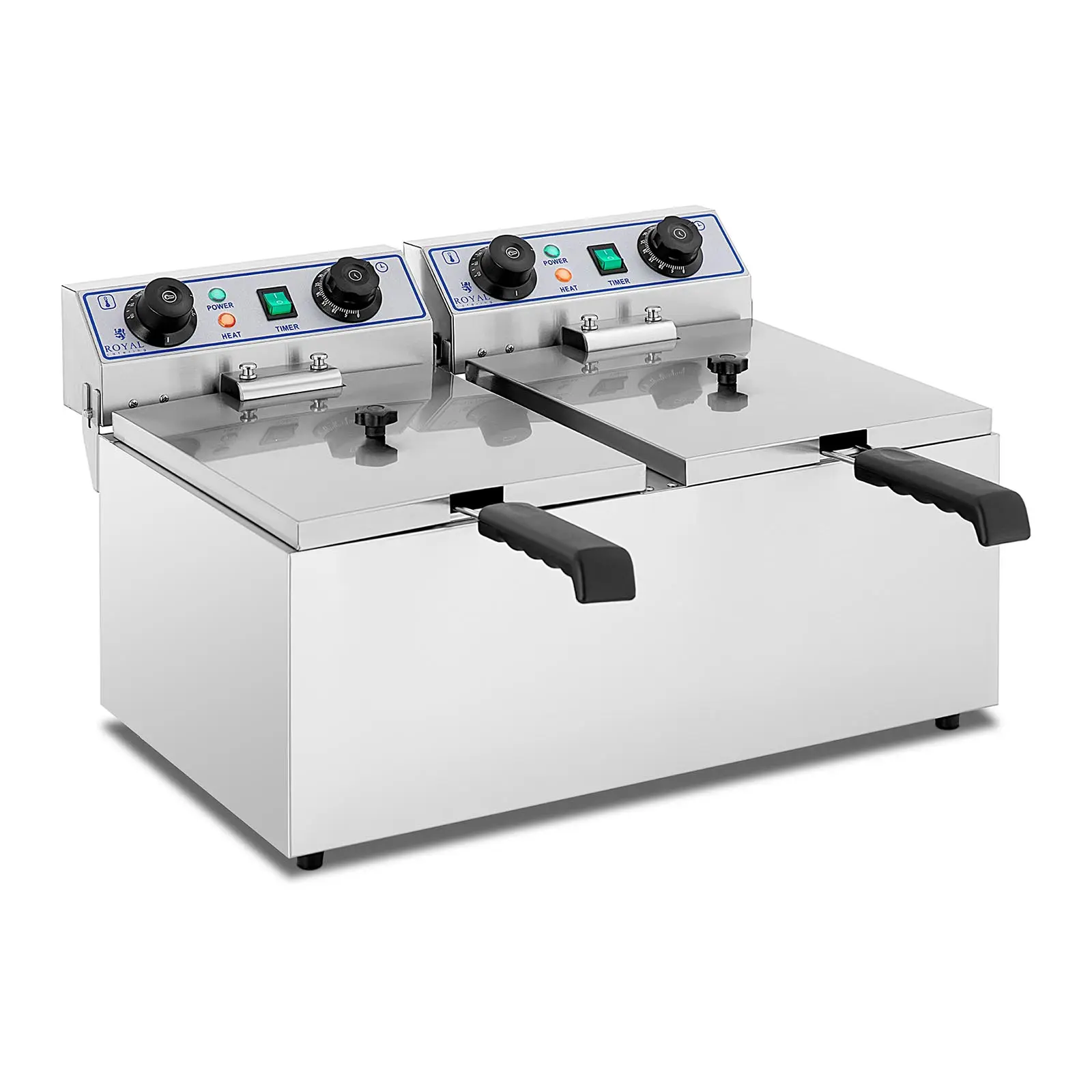 Friteuse électrique double - 2 x 13 l - 6400 W - Minuterie - Royal Catering