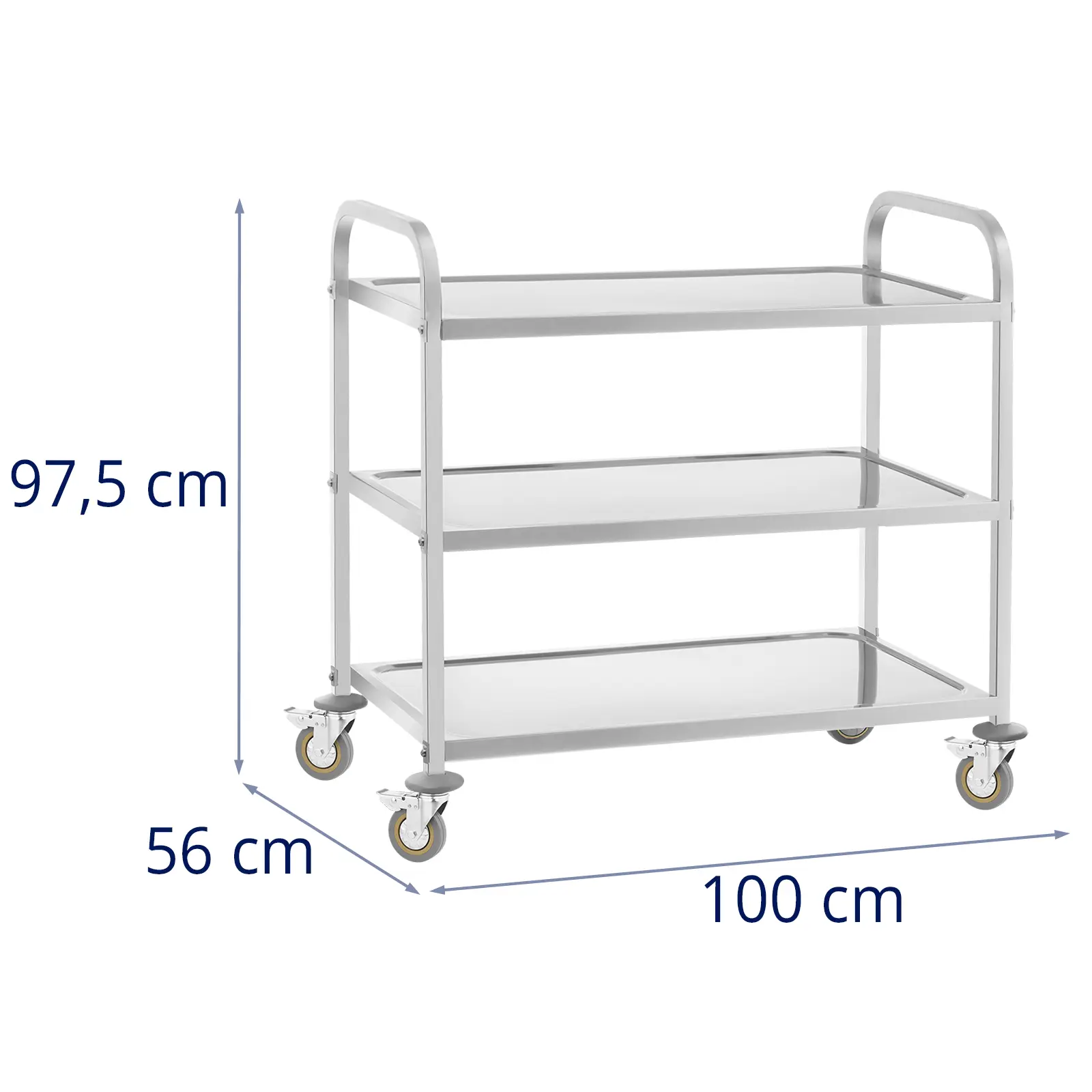 Servírovací vozík - 3 police - do 500 kg (Tloušťka rámu: 0.6 mm)