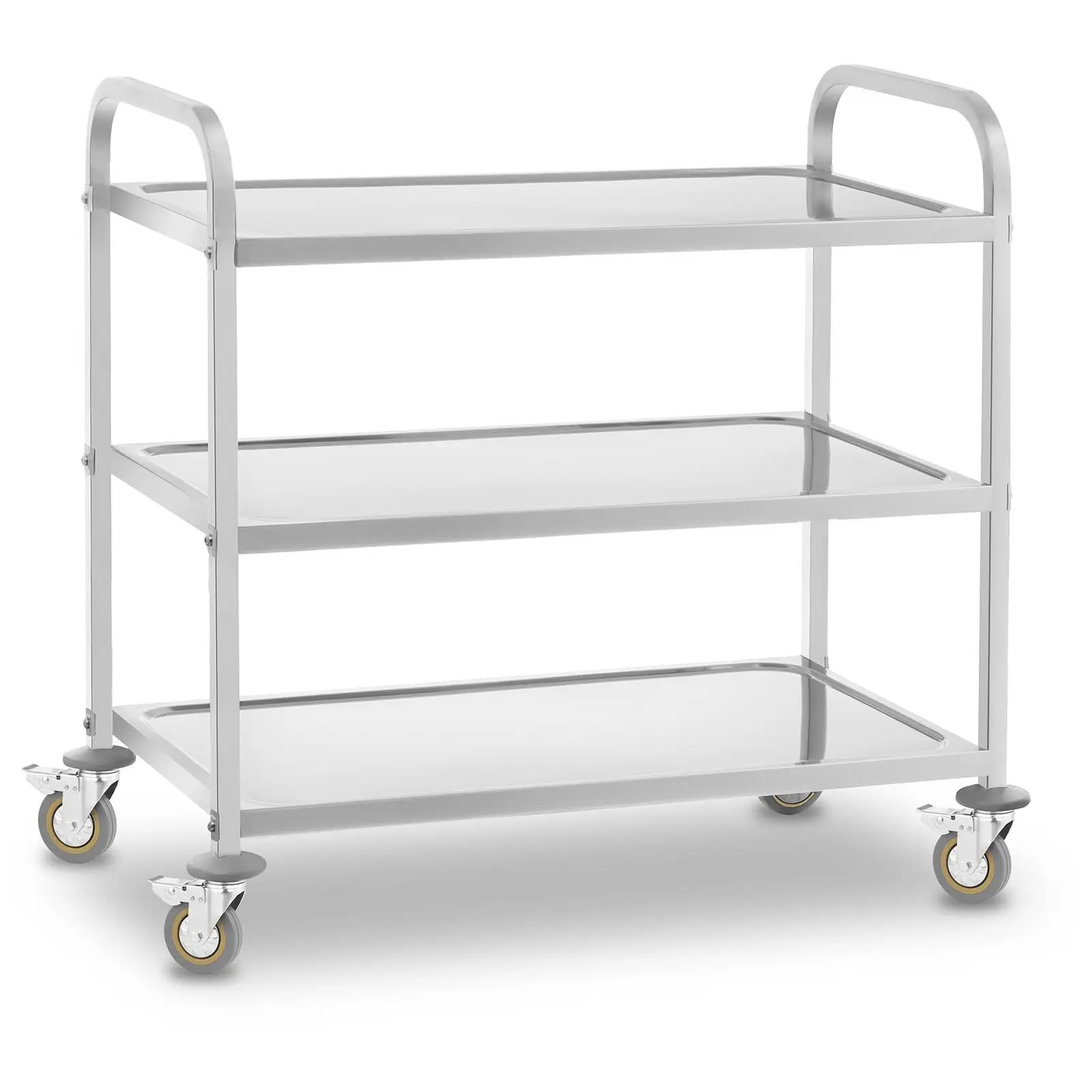 Tarjoiluvaunu - ruostumaton teräs - 3 tasoa - tasot: 90 x 50 cm - 500 kg - Royal Catering