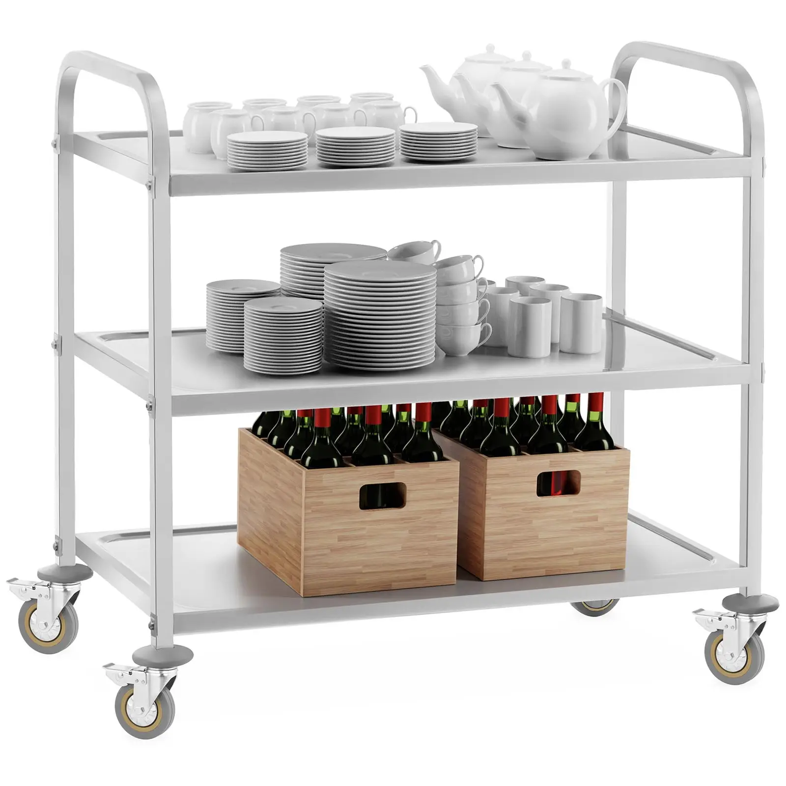 Servírovací vozík - 3 police - do 500 kg (Počet koleček: 4 Pc)