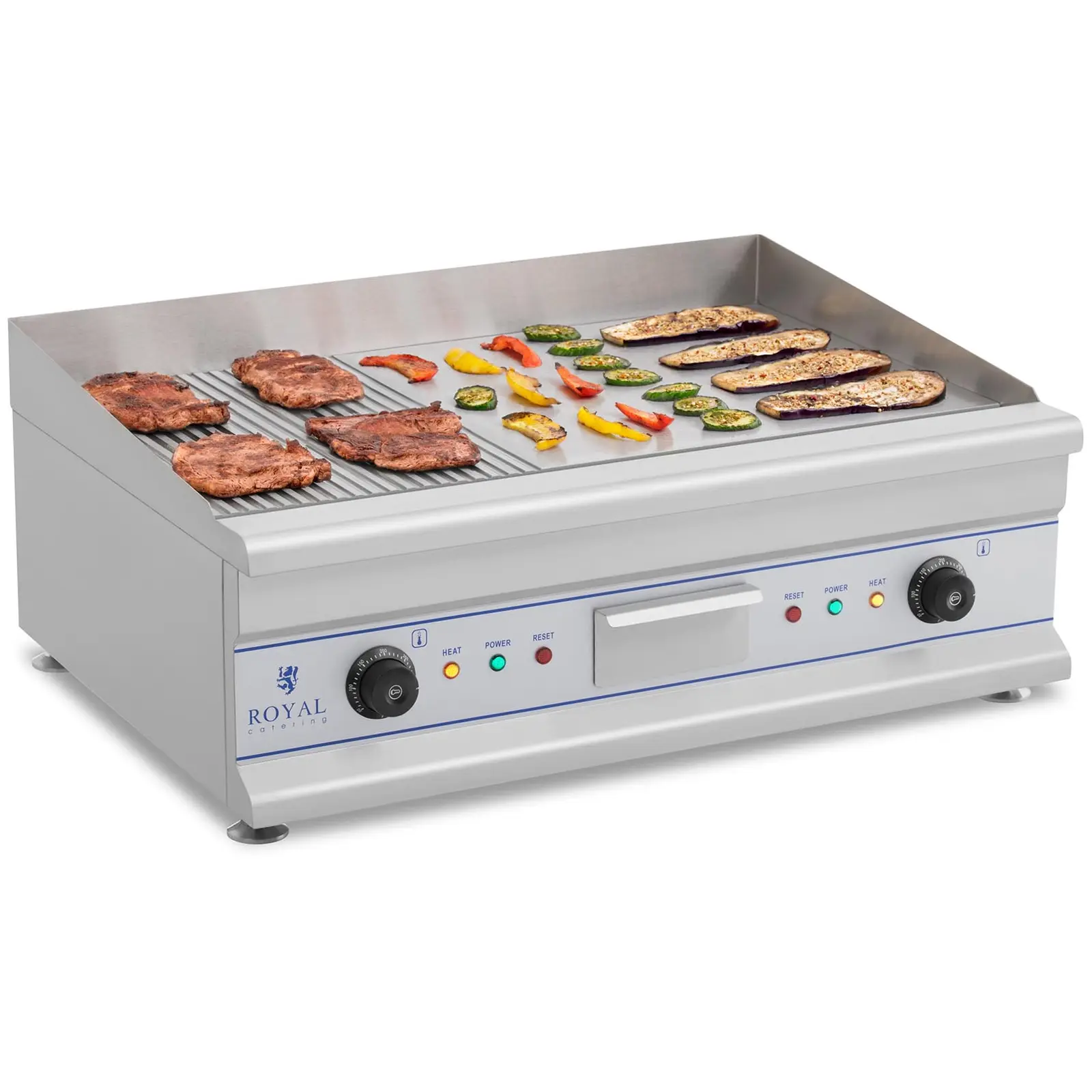 Plancha électrique nervurée/lisse - Double - 75 cm - 2 x 3 200 W