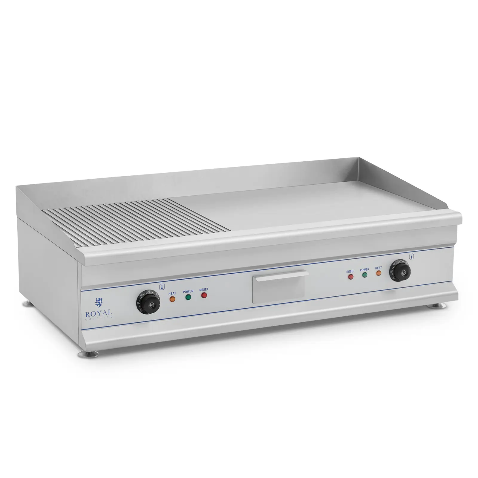 Elektrická grilovací deska - 100 cm - rýhovaná - 2 x 3,2 kW (Barva: Stříbrná)