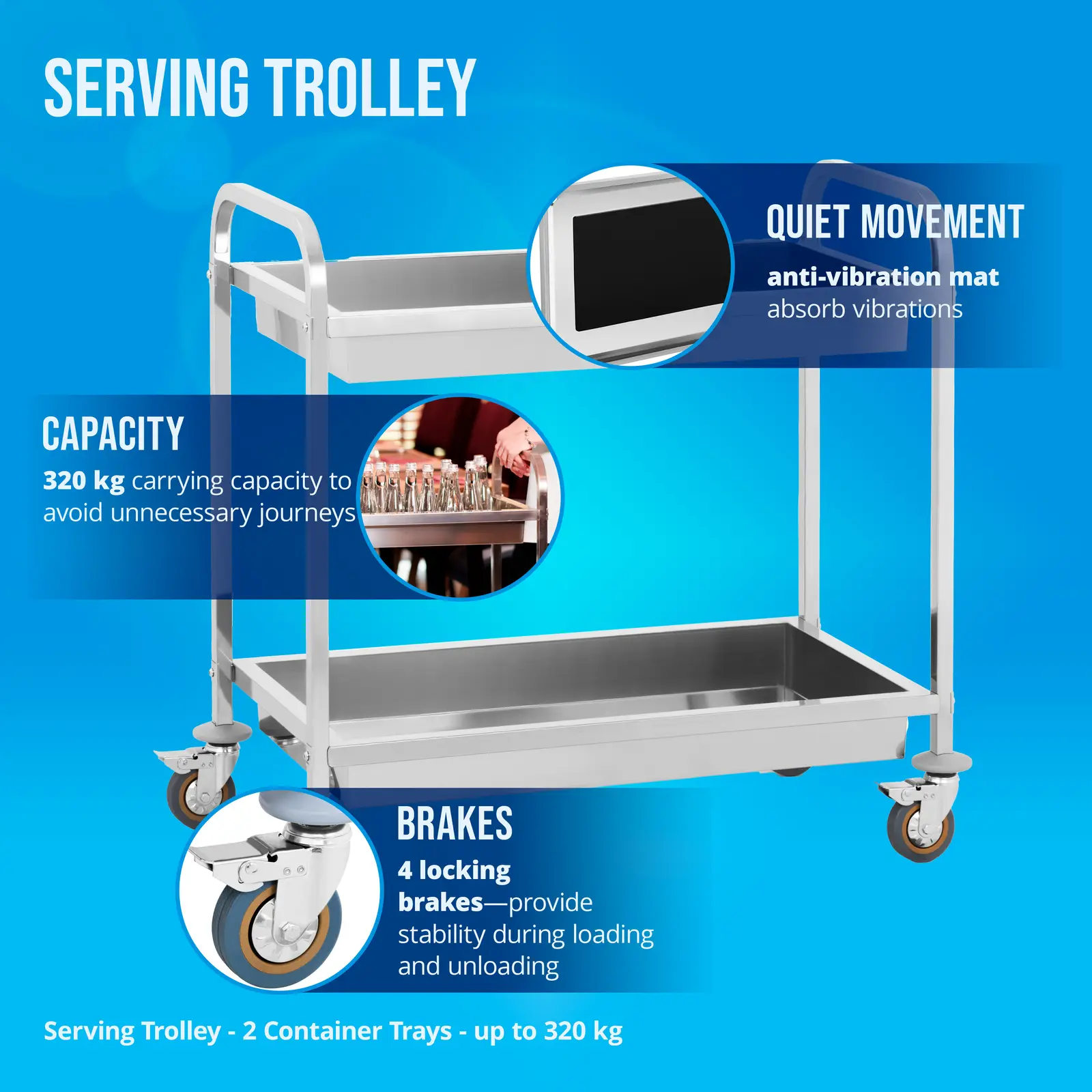 Occasion Chariot de service - 2 bacs - 320 kg