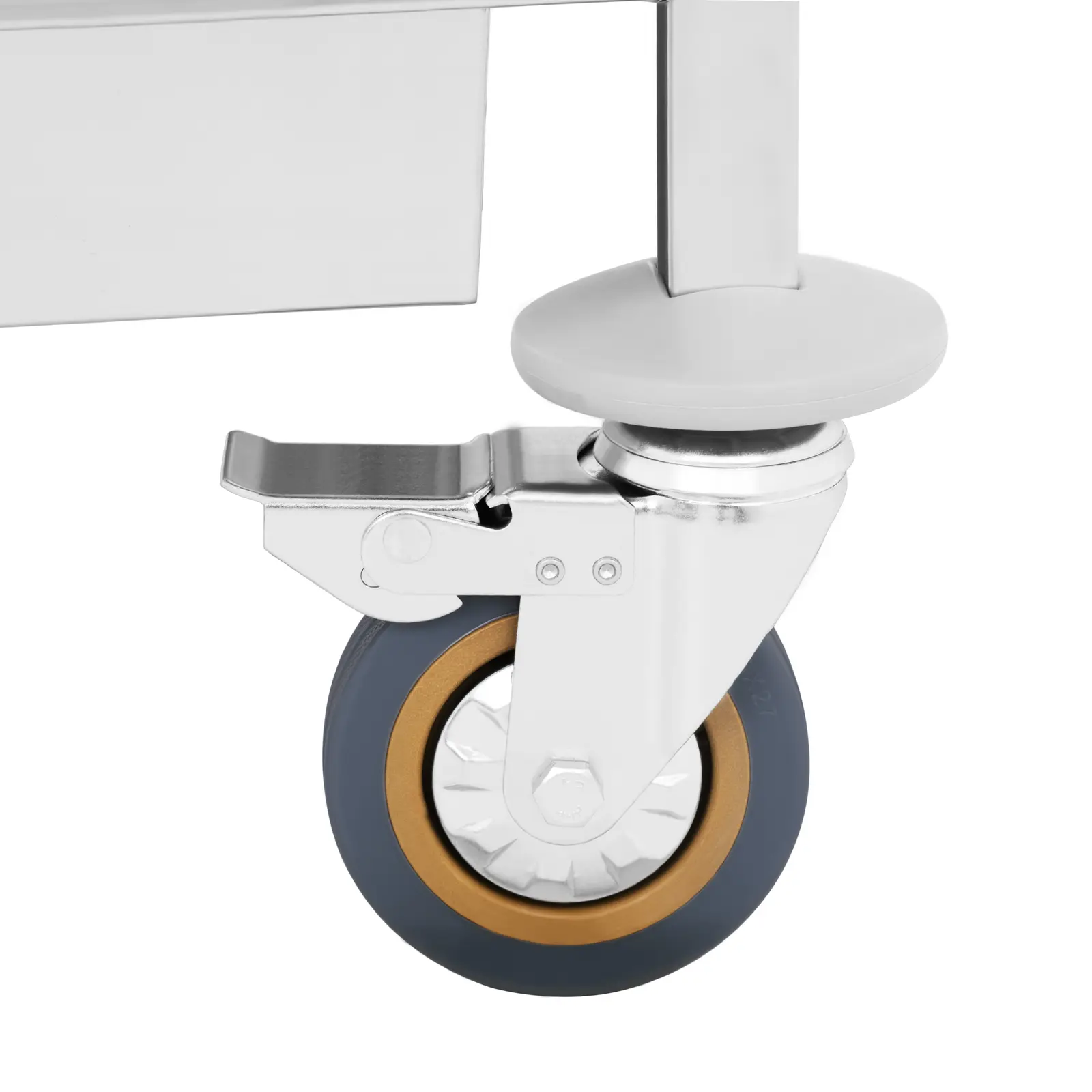 Charriot de service - 2 bacs - inox - étagères : 84 x 43,5 cm - 320 kg - Royal Catering (Roulettes pivotantes: Oui)