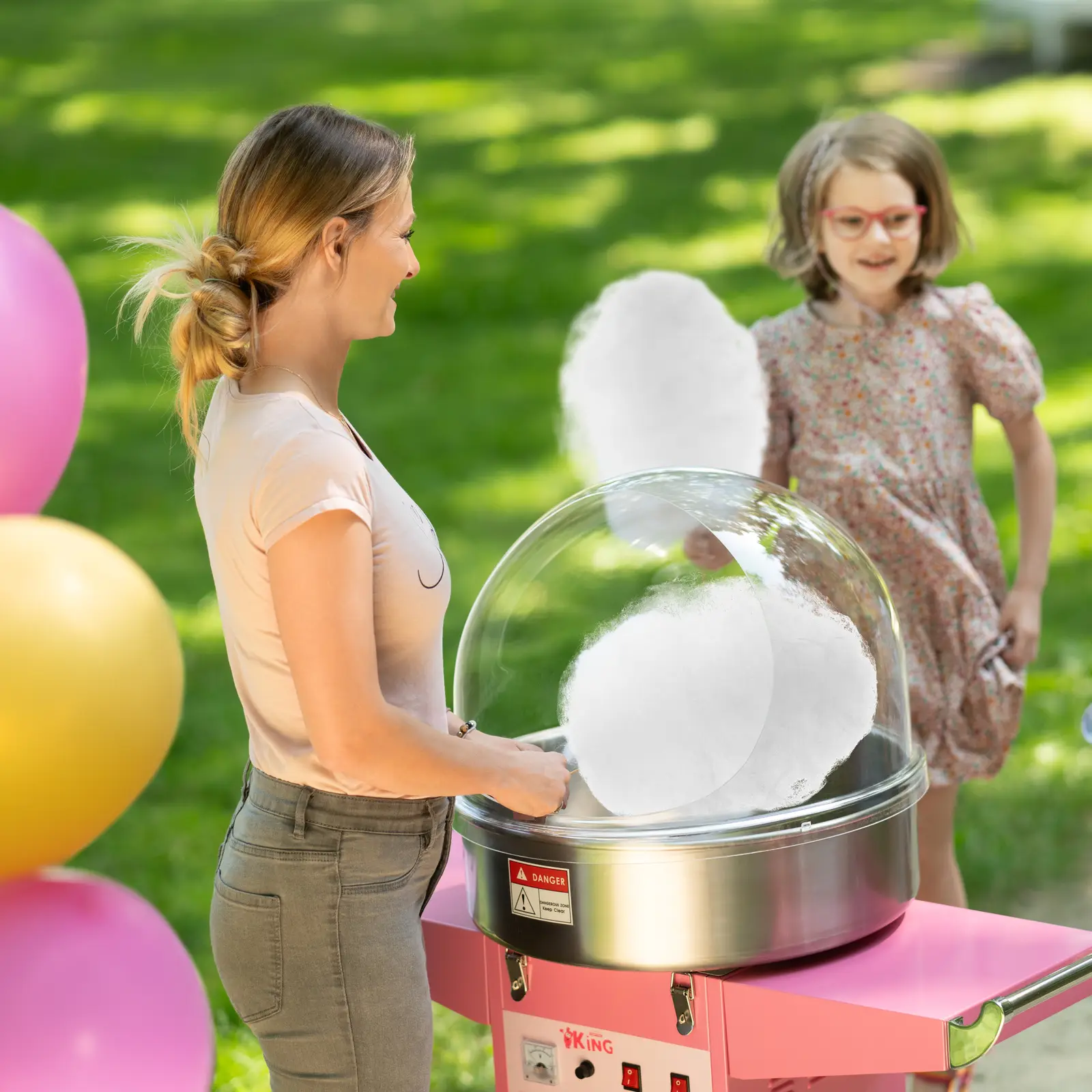 Leistungsstarke Zuckerwattemaschine mit Edelstahlschüssel und Wärmeschublade - 230V, 1200W