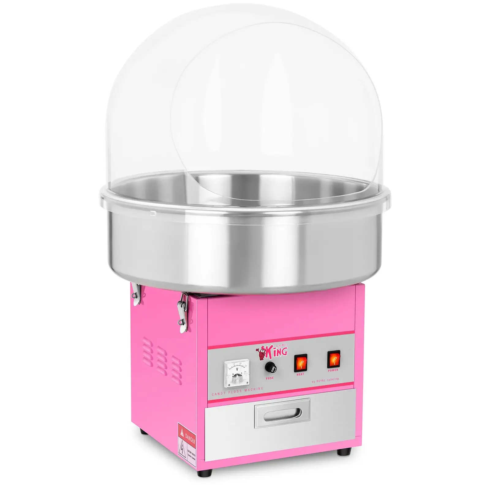 Candyfloss-maskine - 52 cm - 1.200 W - med beskyttelseskuppel