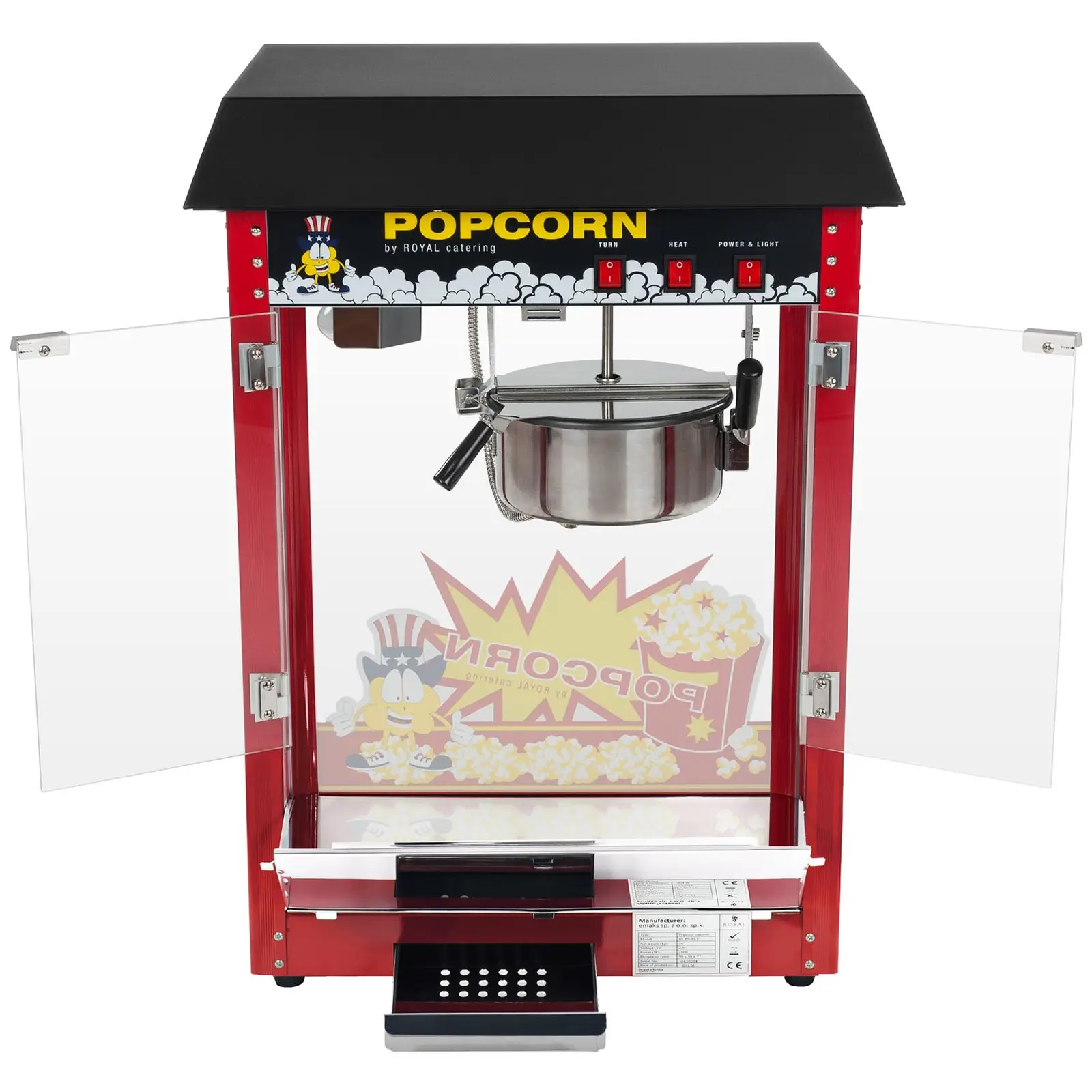 Stroj na popcorn - černá stříška (Vozík: Ne)