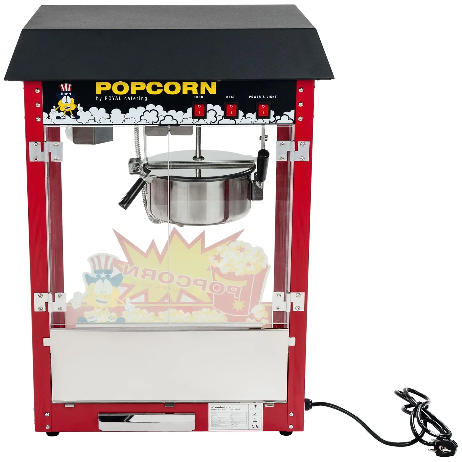 Stroj na popcorn - černá stříška (Osvětlení: Ano)