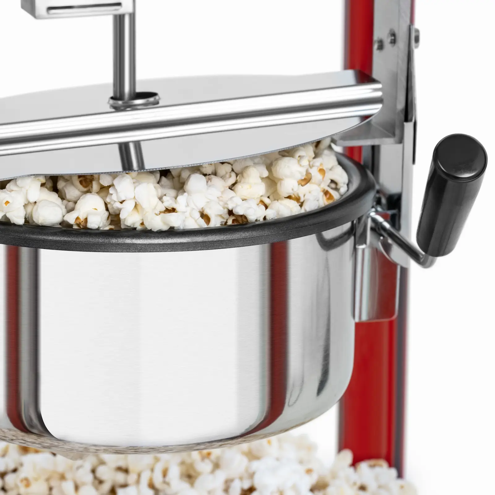 Macchina per popcorn piccola - Acciaio inossidabile rosso con vetro temperato e bollitore rivestito in teflon