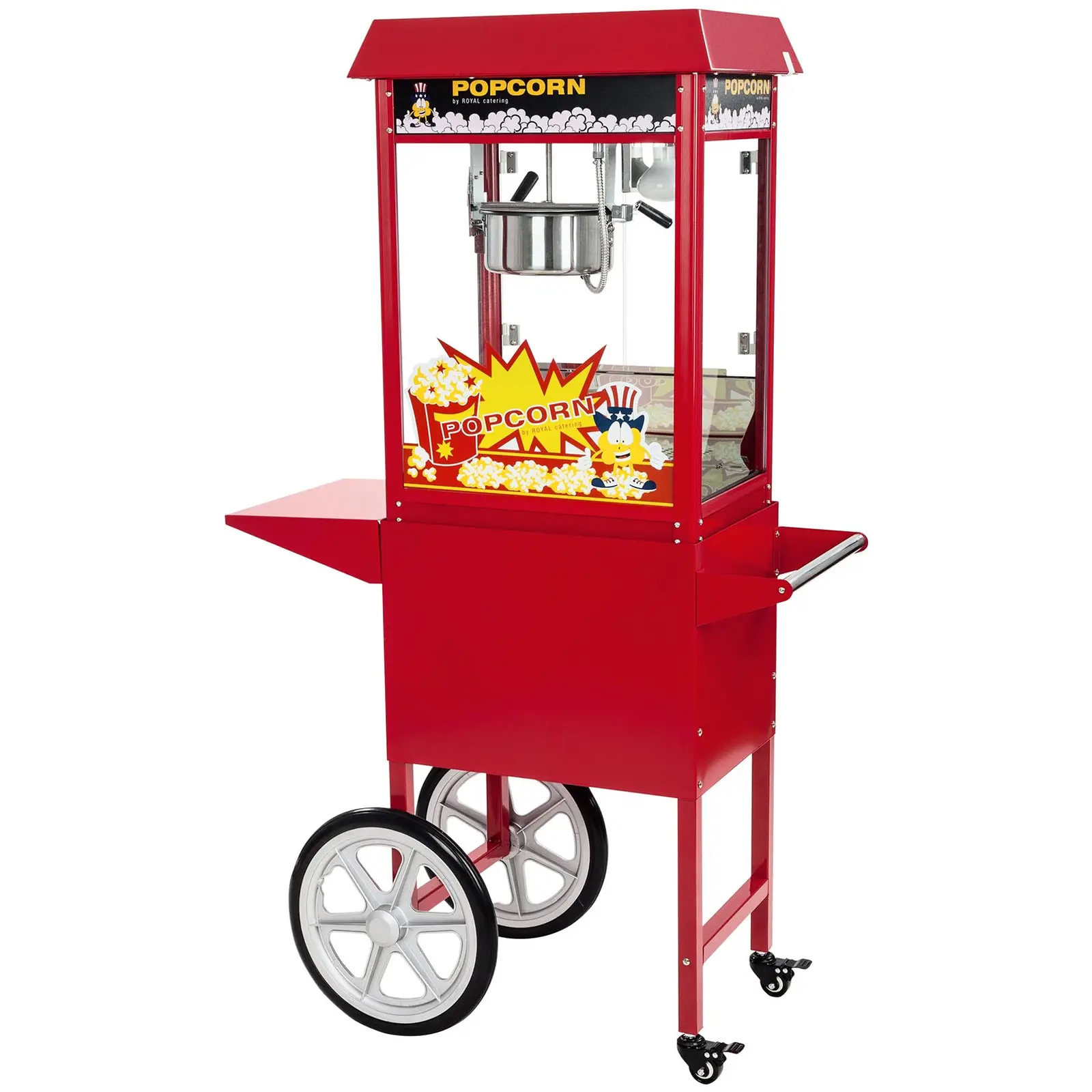 Popcornmaschine mit Wagen - 1500 W - 5 kg/h - rot - Royal Catering - 1
