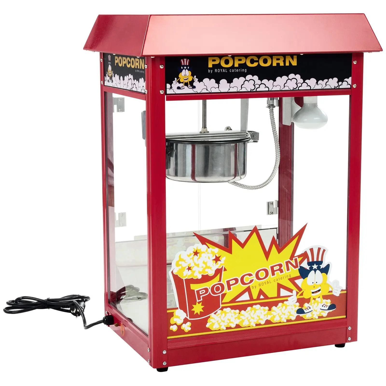 Popcornmaschine mit Wagen - 1500 W - 5 kg/h - rot - Royal Catering - 2