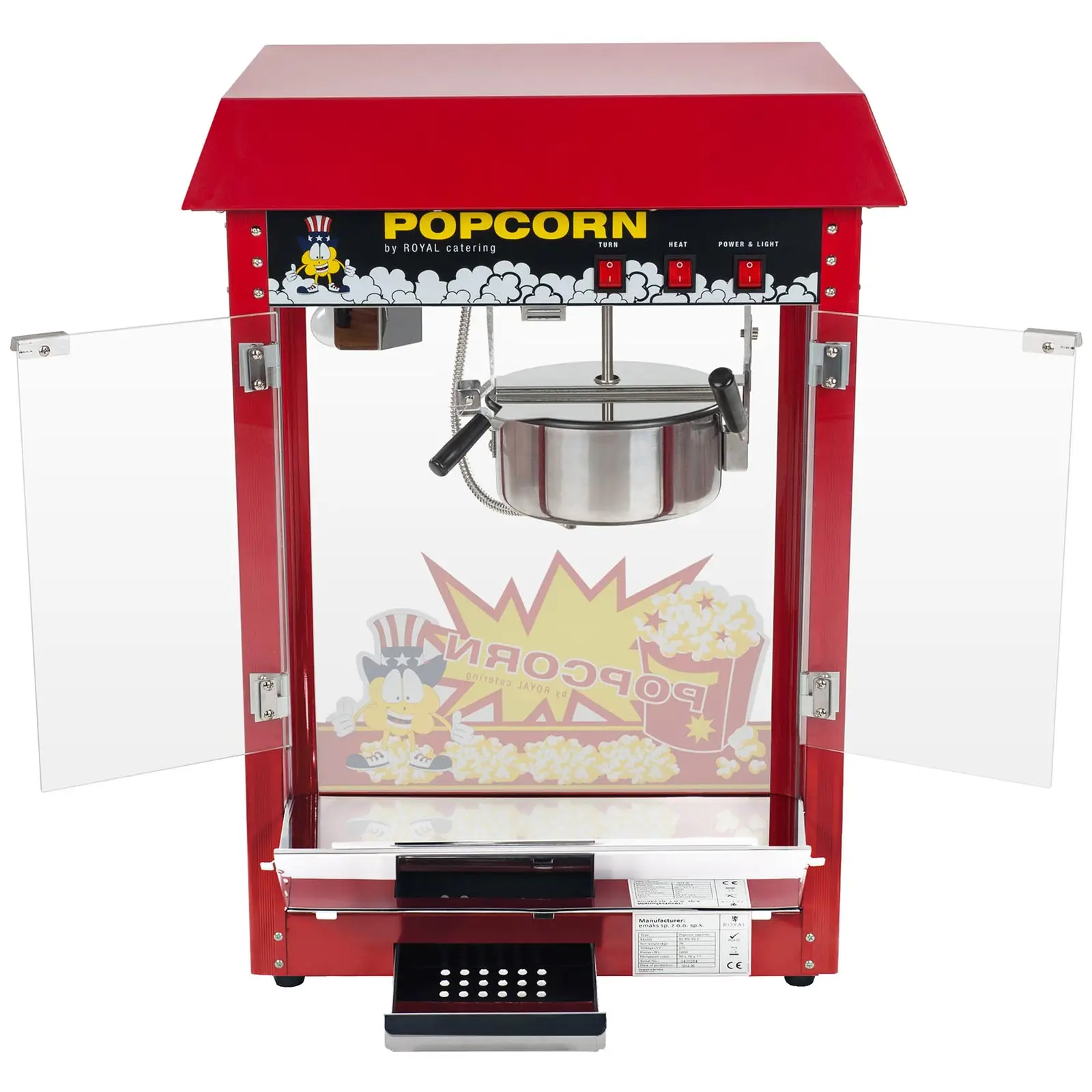 Popcorn-kone - sis. kärryn - punainen
