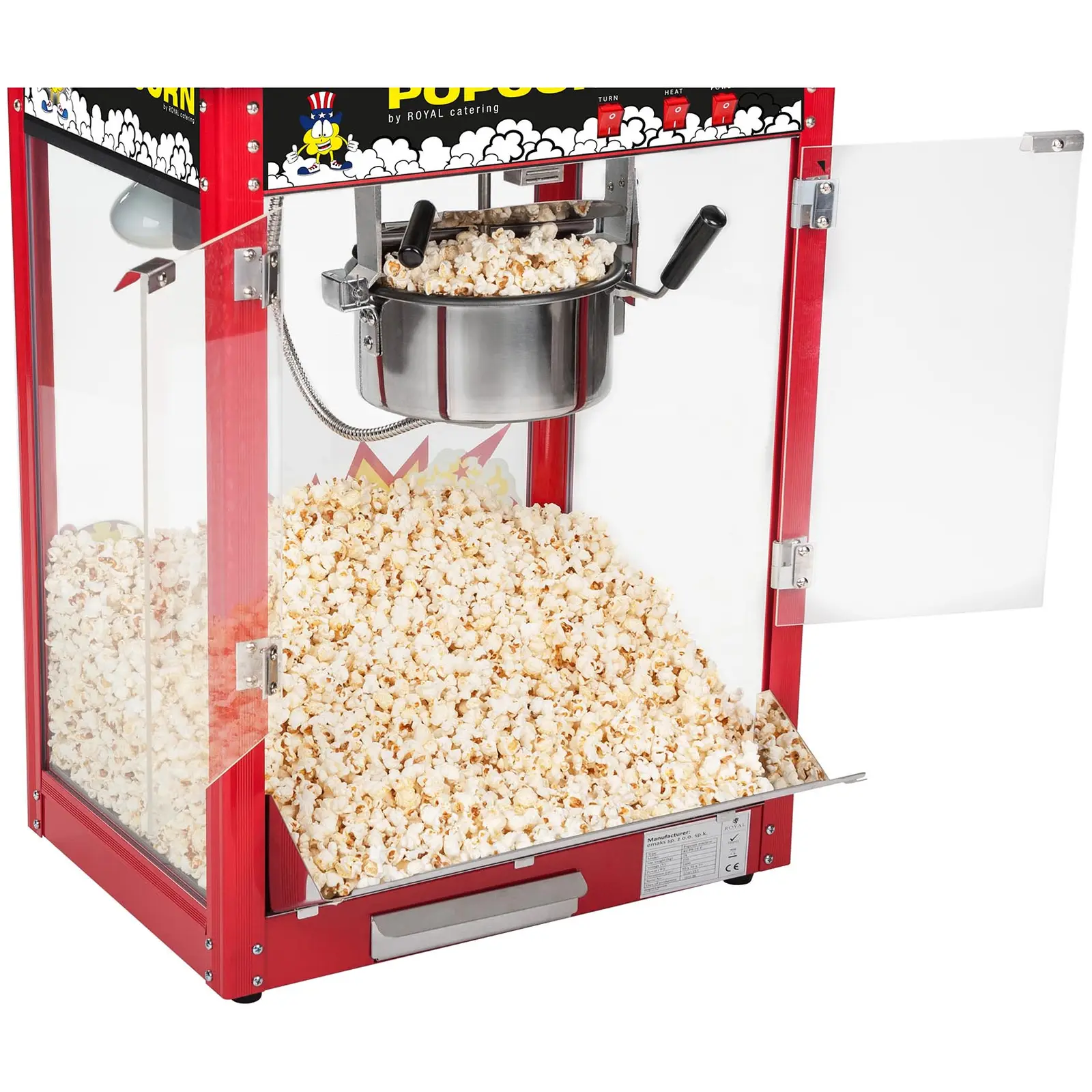 Popcornmaschine mit Wagen - 1500 W - 5 kg/h - rot - Royal Catering - 10