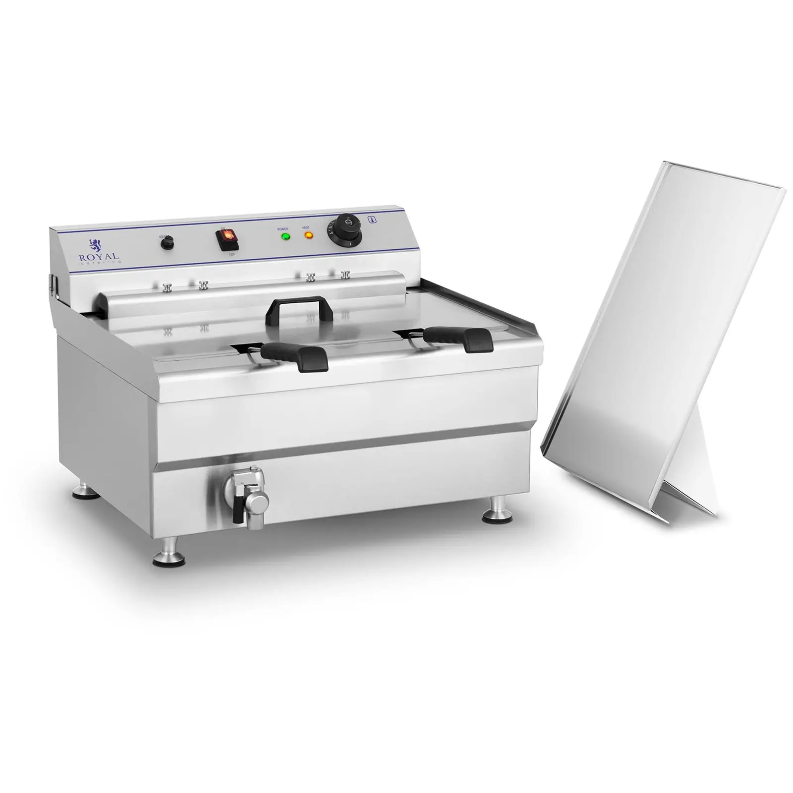 Fettbackgerät - 24 l - 9000 W - 400 V - Ablasshahn - 2 Körbe - Royal Catering