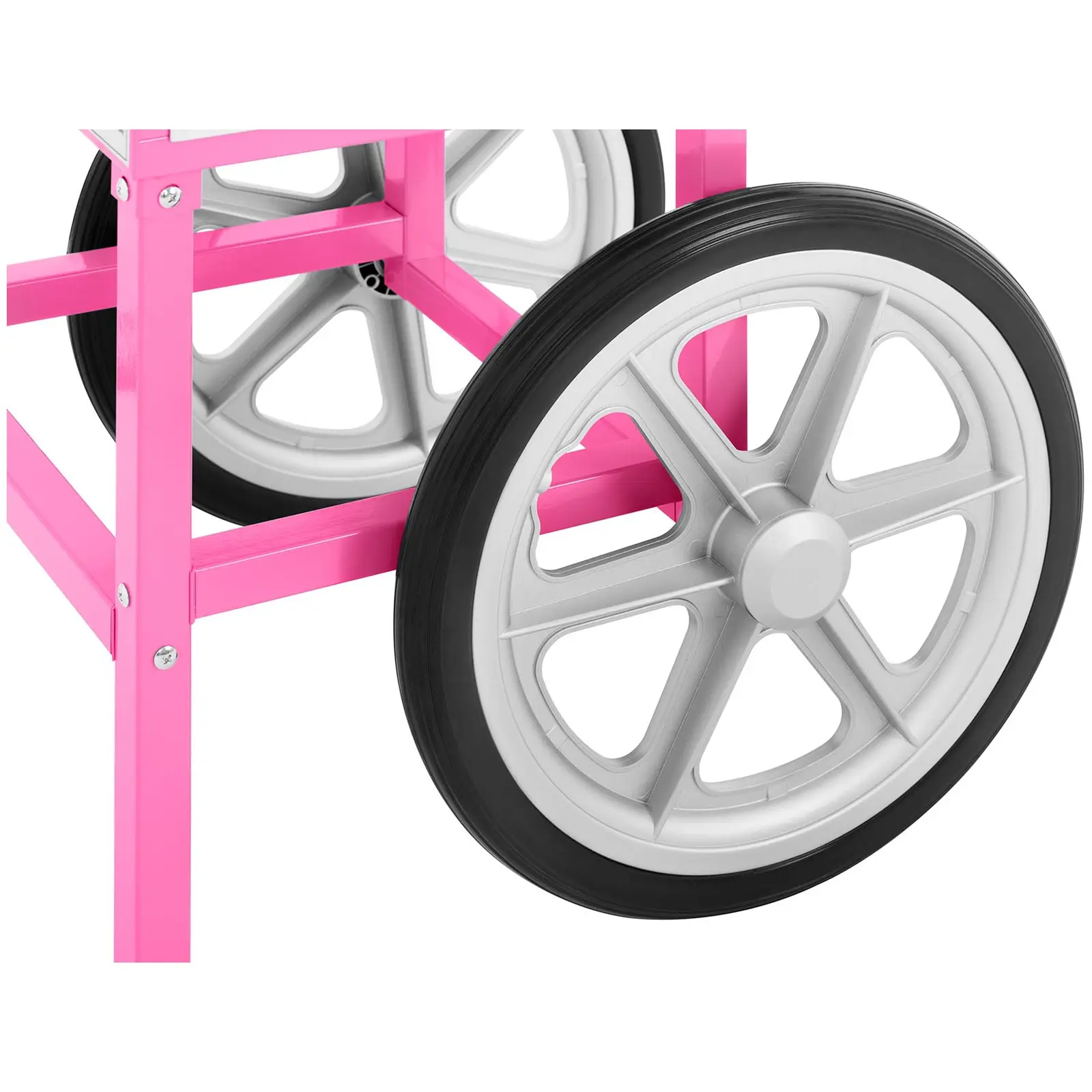Zuckerwattemaschine mit Wagen - 72 cm - 1200 W - Spuckschutz - pink - Royal Catering (Material: Edelstahl)