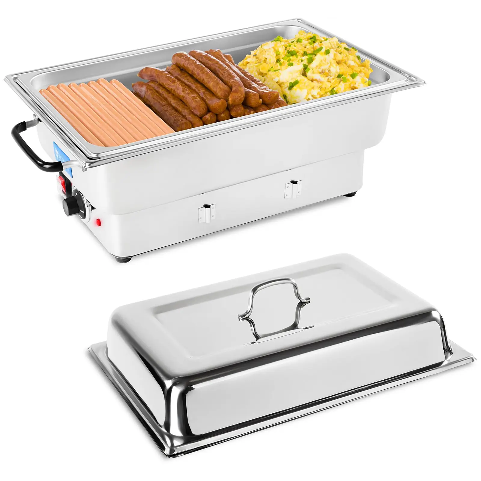 Chafing Dish elettrico - 1600 W - 5 livelli di temperatura - Contenitore GN 1/1 incluso - 13,3 litri - Acciaio inox di qualità