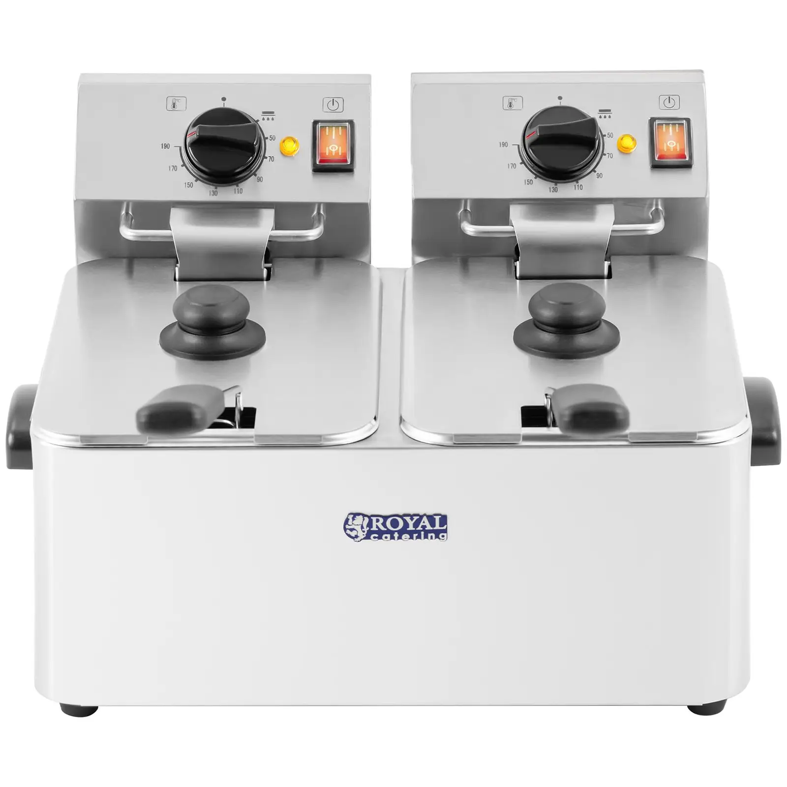 Elektrická dvojitá fritéza - 2 x 8 l - 5000 W - EGO termostat - Royal Catering (Kapacita max.: 8 l)