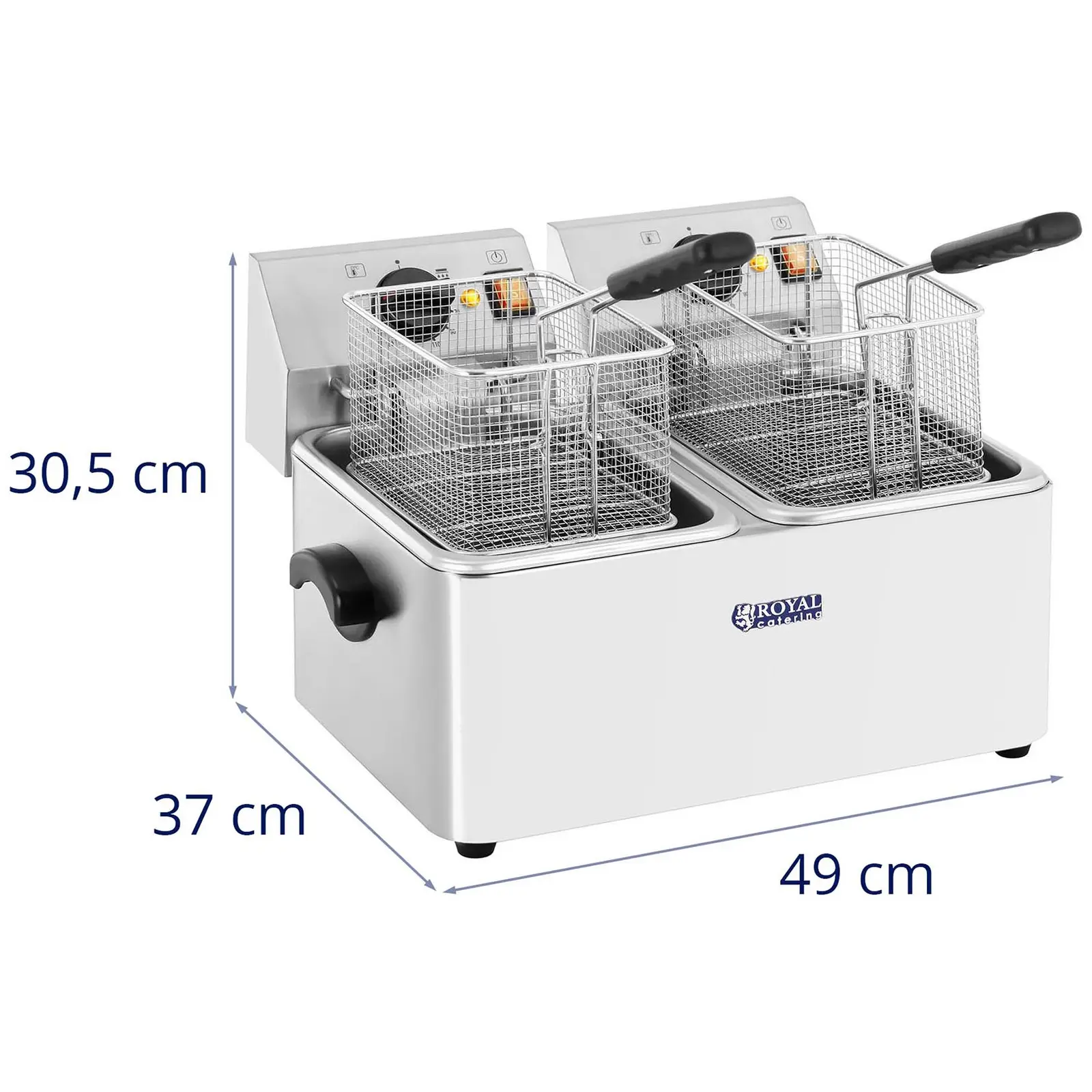 Elektrická dvojitá fritéza - 2 x 8 l - 5000 W - EGO termostat - Royal Catering (Tepelná ochrana: Ano)