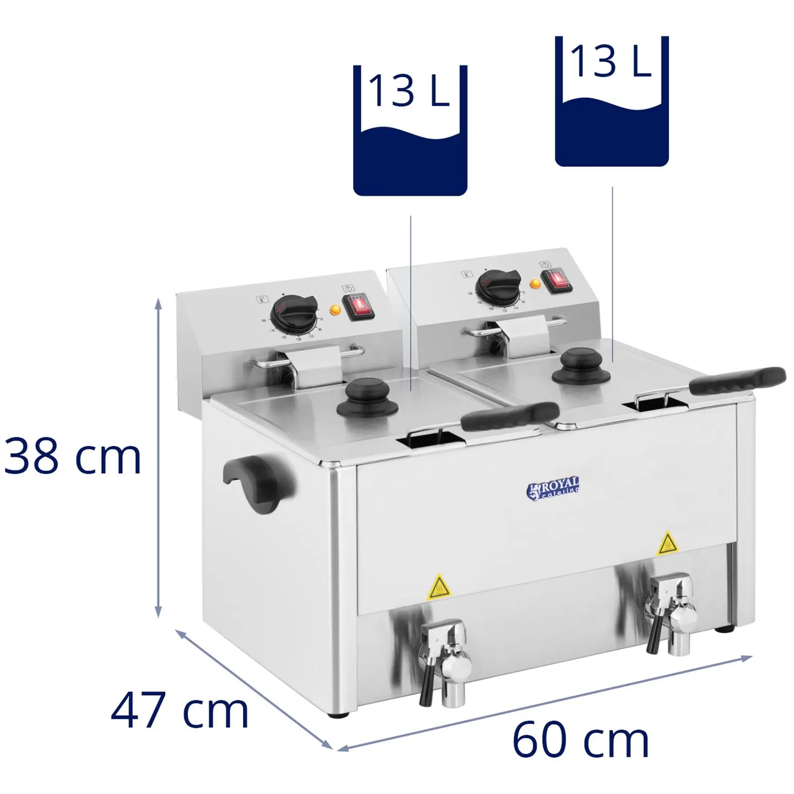 Occasion Friteuse électrique - 2 x 13 litres - Thermostat EGO