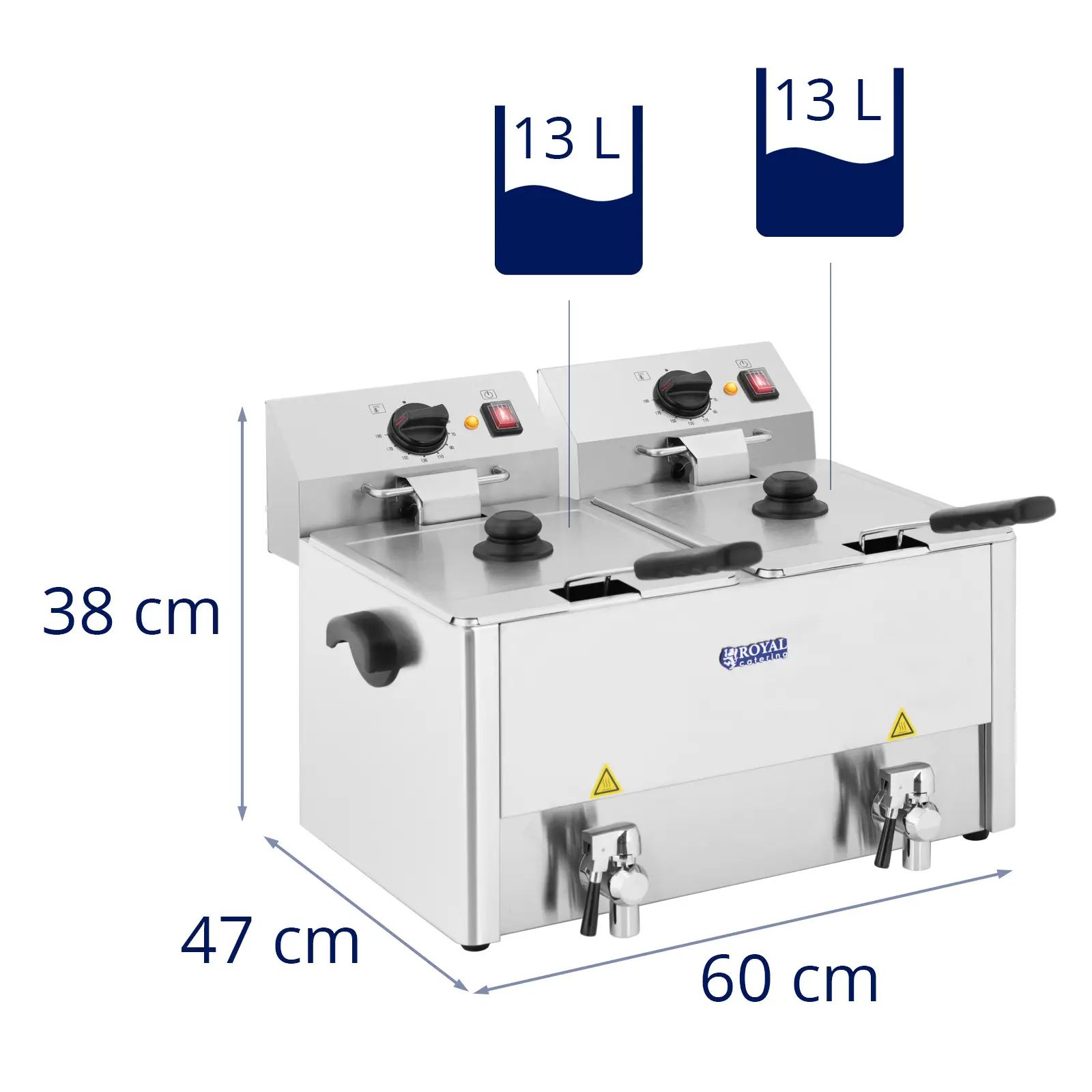 Fritéza - 2 x 13 litrů - EGO termostat (Barva: Stříbrná)