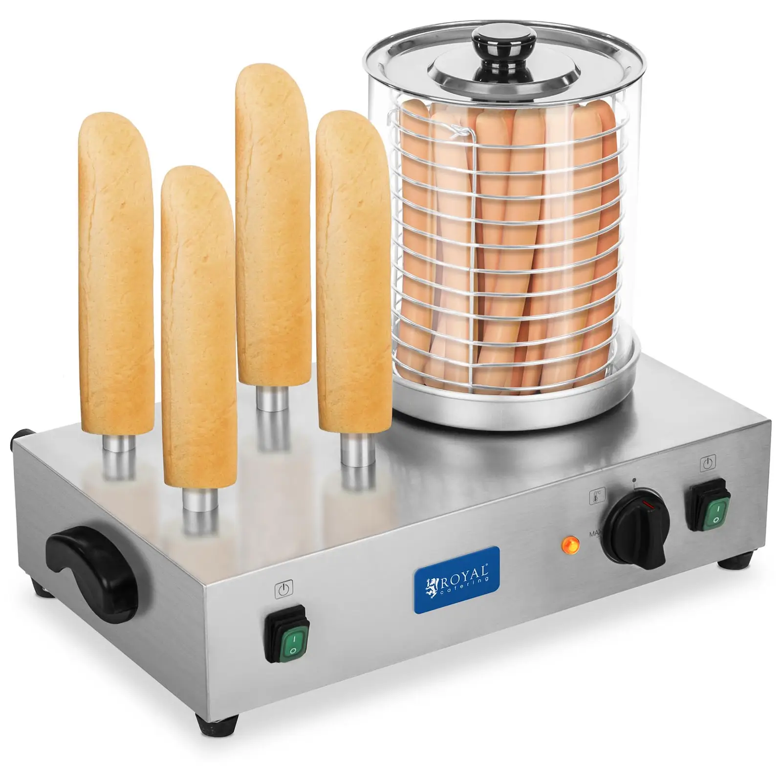 Podgrzewacz do hot dogów - 4 bolce - 4 x 75 + 800 W