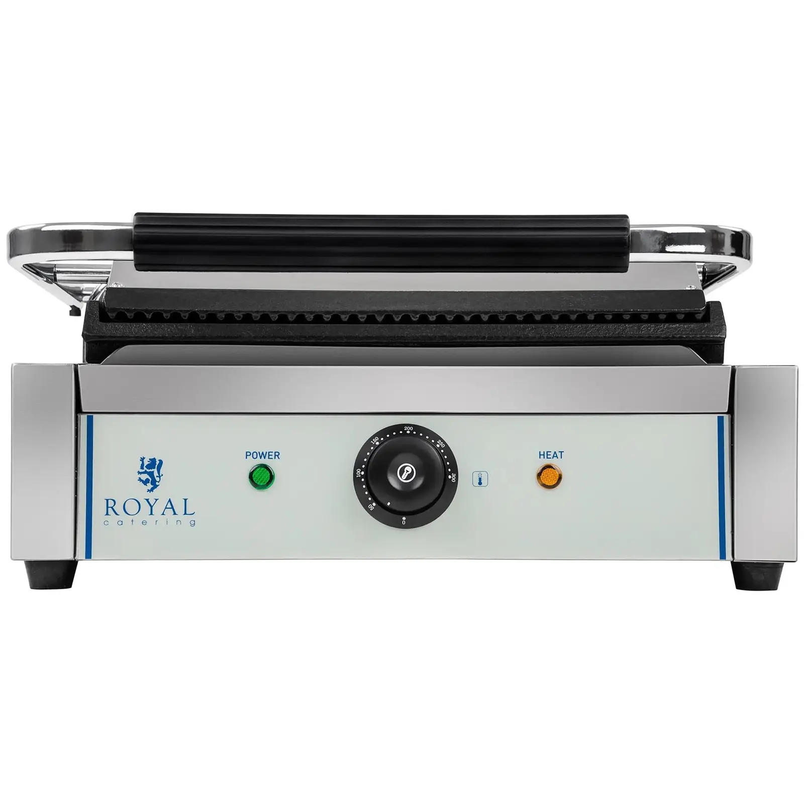 Machine à panini - Plaque supérieure rainurée - 2 200 W (Couleur(s): Argenté)