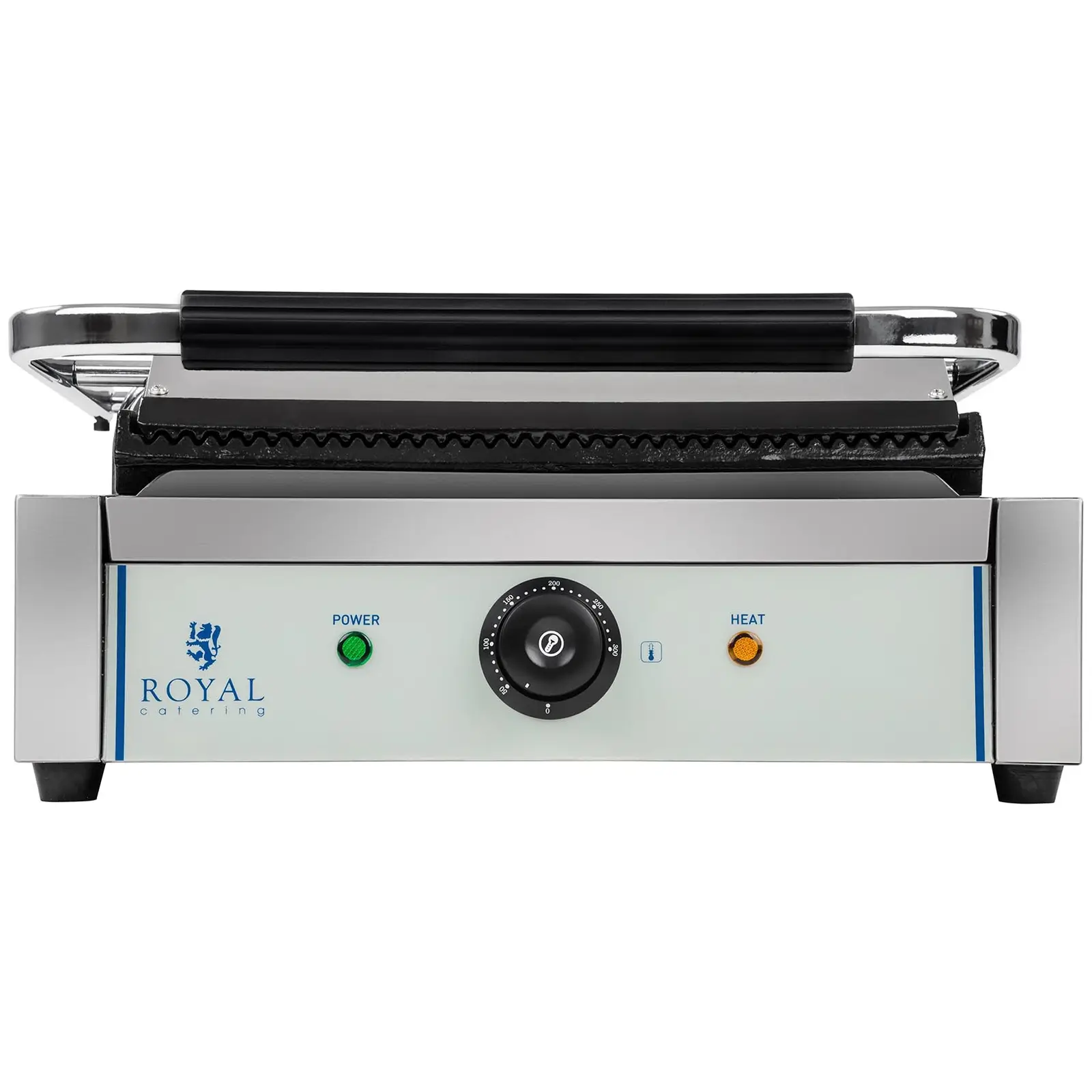 Machine à panini nervurée - 1 x 2.200 watts (Matériau(x): Acier inoxydable)