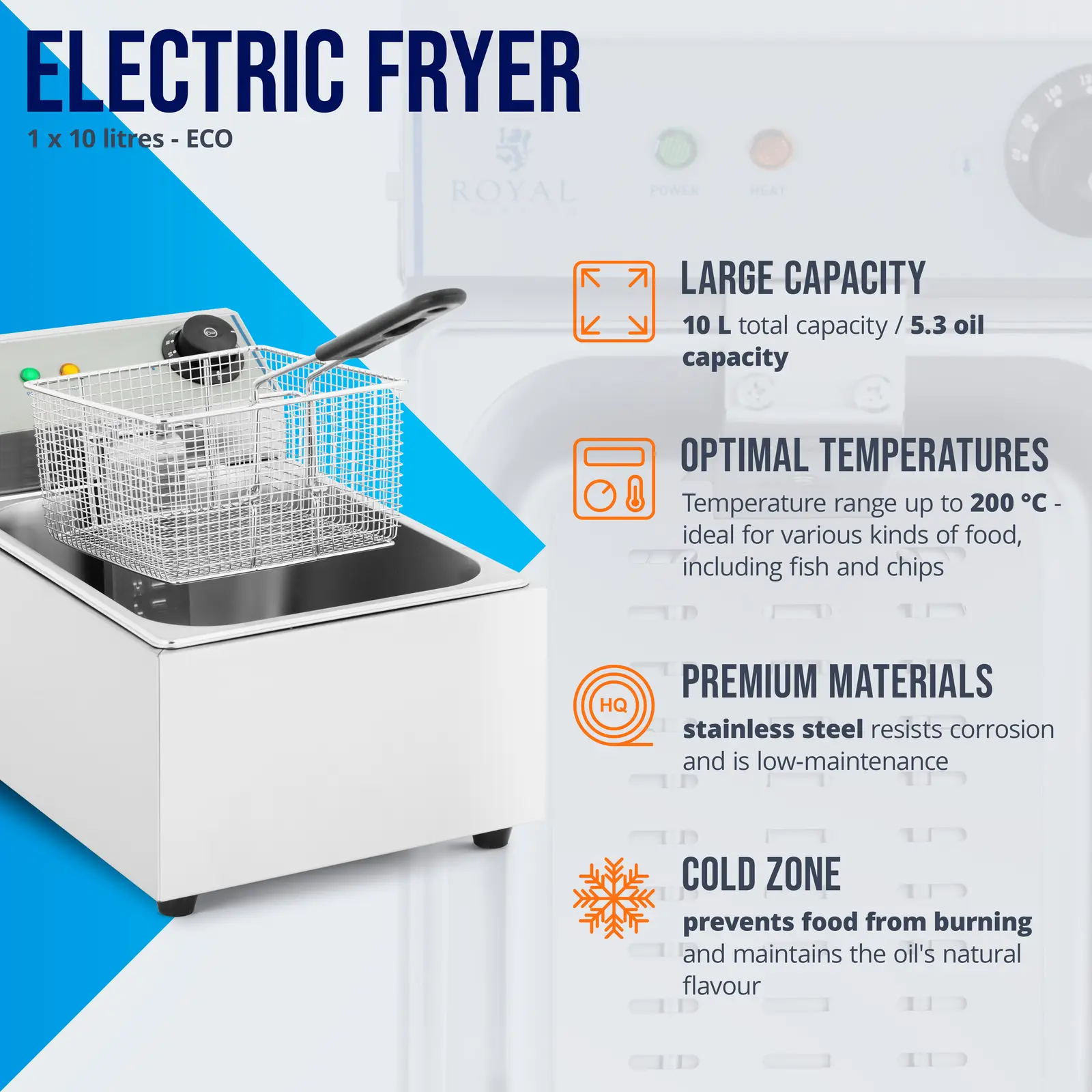 Električni cvrtnik - 1 x 10 litrov - ECO