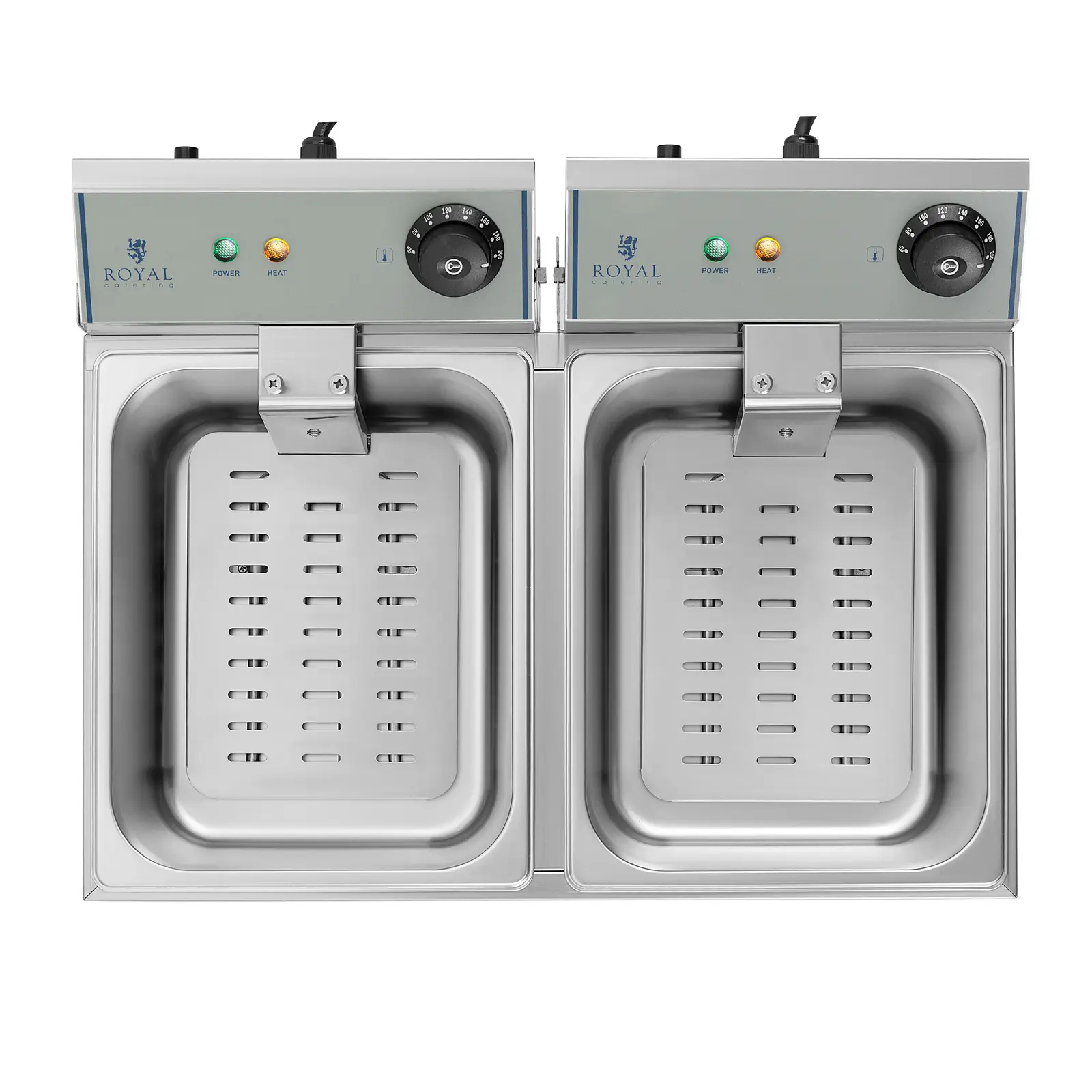Elektrická dvojitá fritéza - 2 x 10 l - 6400 W - ECO - Royal Catering (Se skříní: Ne)