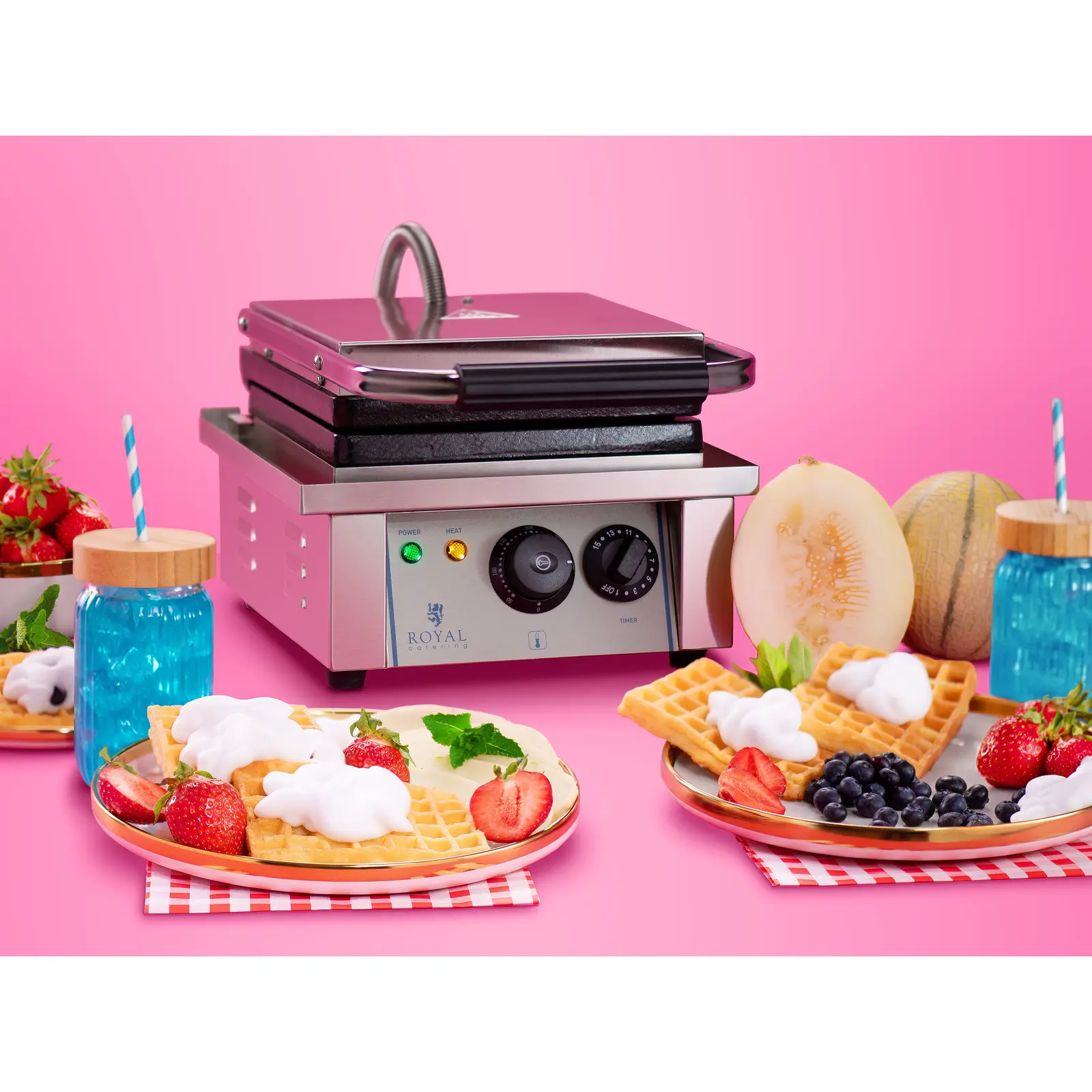 Vaflovač - na belgické vafle - 2 000 W - obdélníkový - Royal Catering (Zvukový signál: Ano)