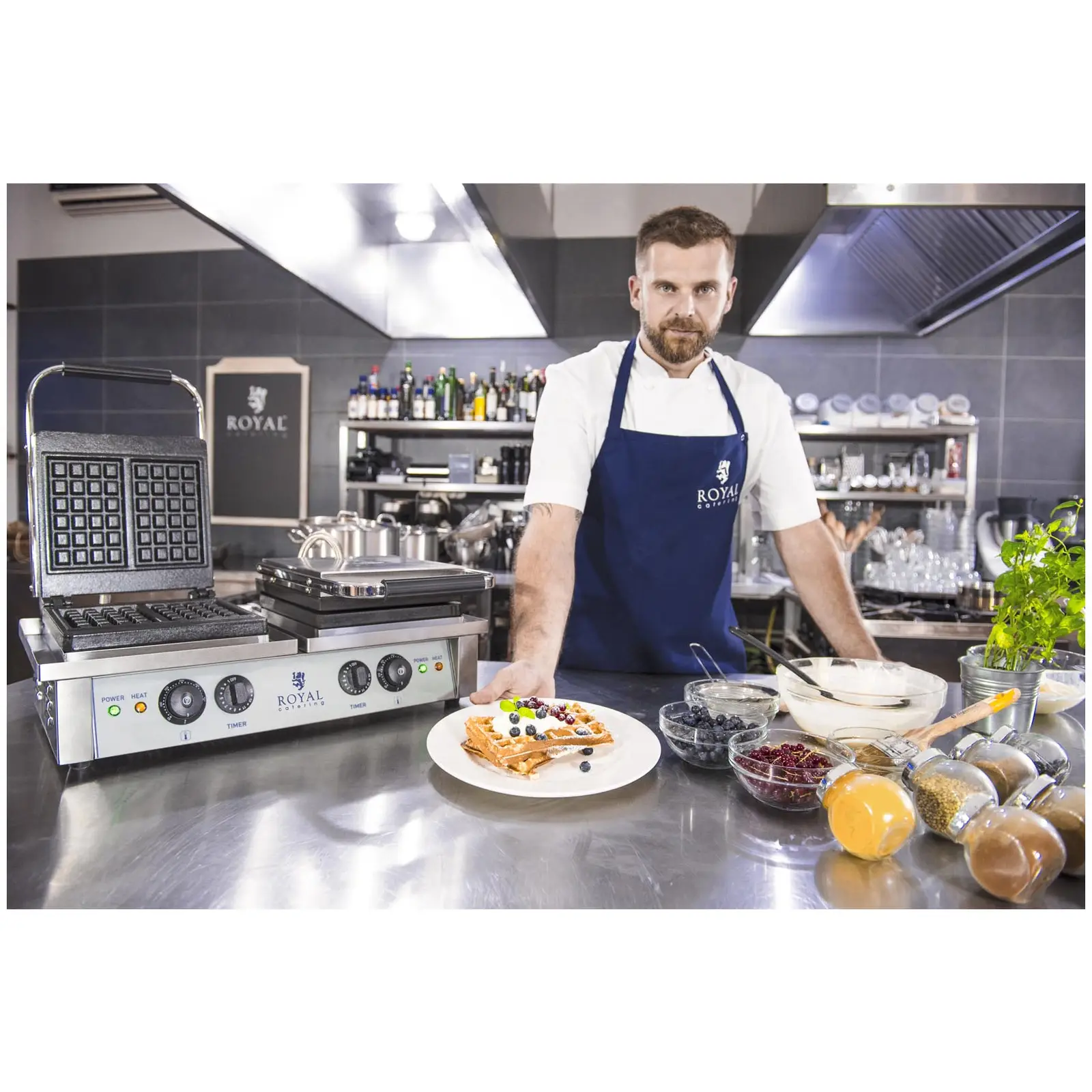 Vaflovač na belgické vafle - 2 x 2 000 W - obdélníkový (Otočení o 180°: Ne)