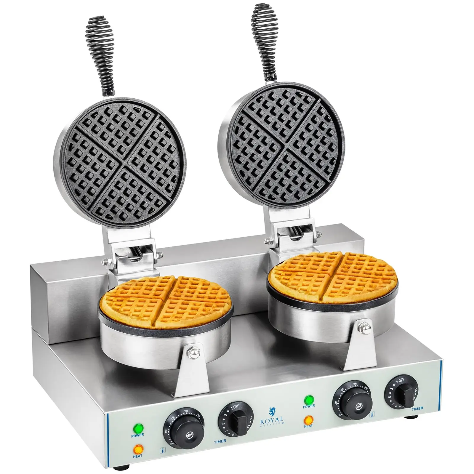 Double Waffle Maker - 2 x 1300 Watts - Round - 1