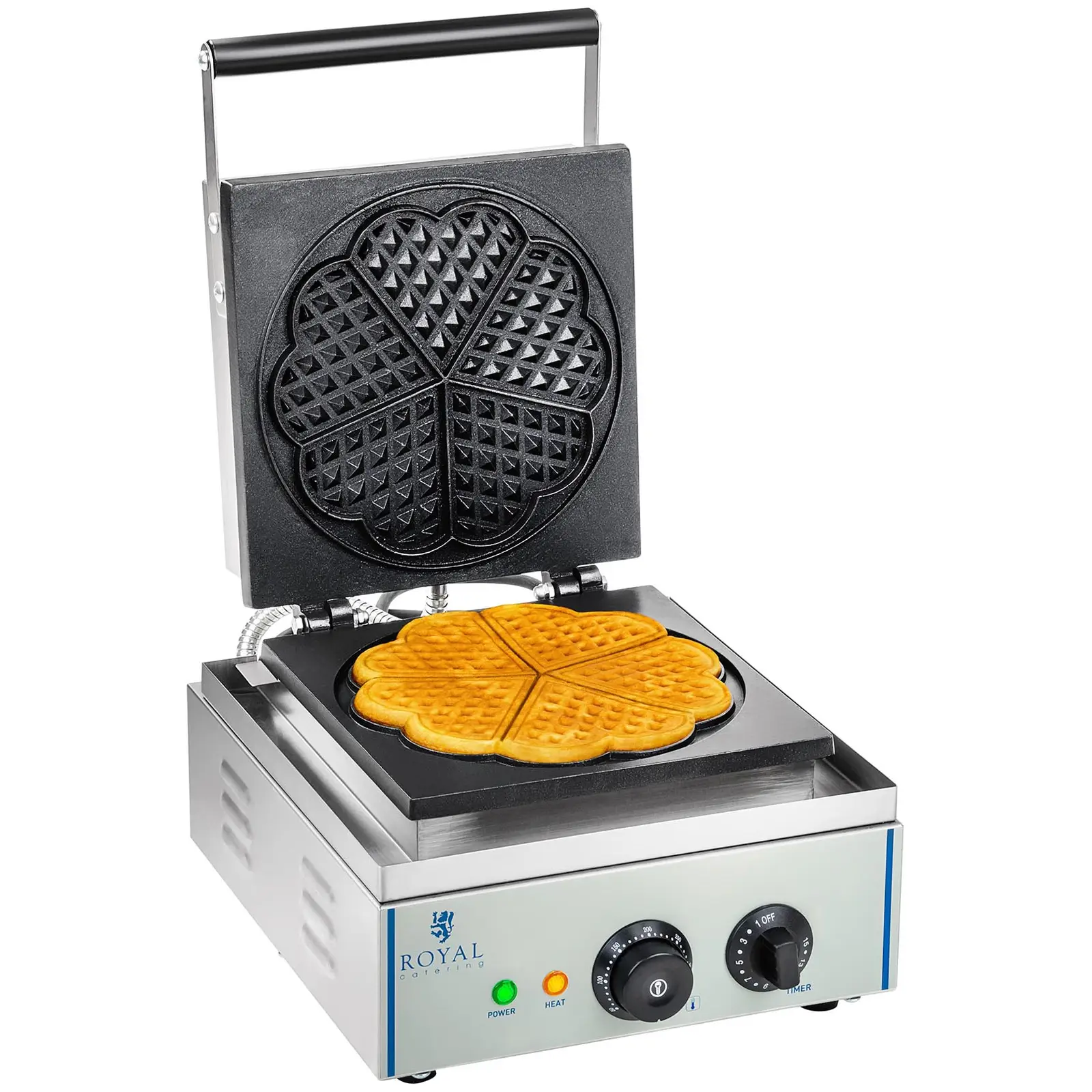 Piastra per waffel a cuore- 1 x 1.500 Watt - 1