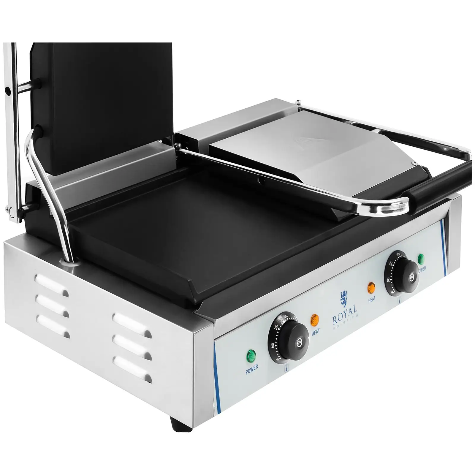 Dvojitý kontaktní gril-hladký-2x1.800 W (Barva: Stříbrná)