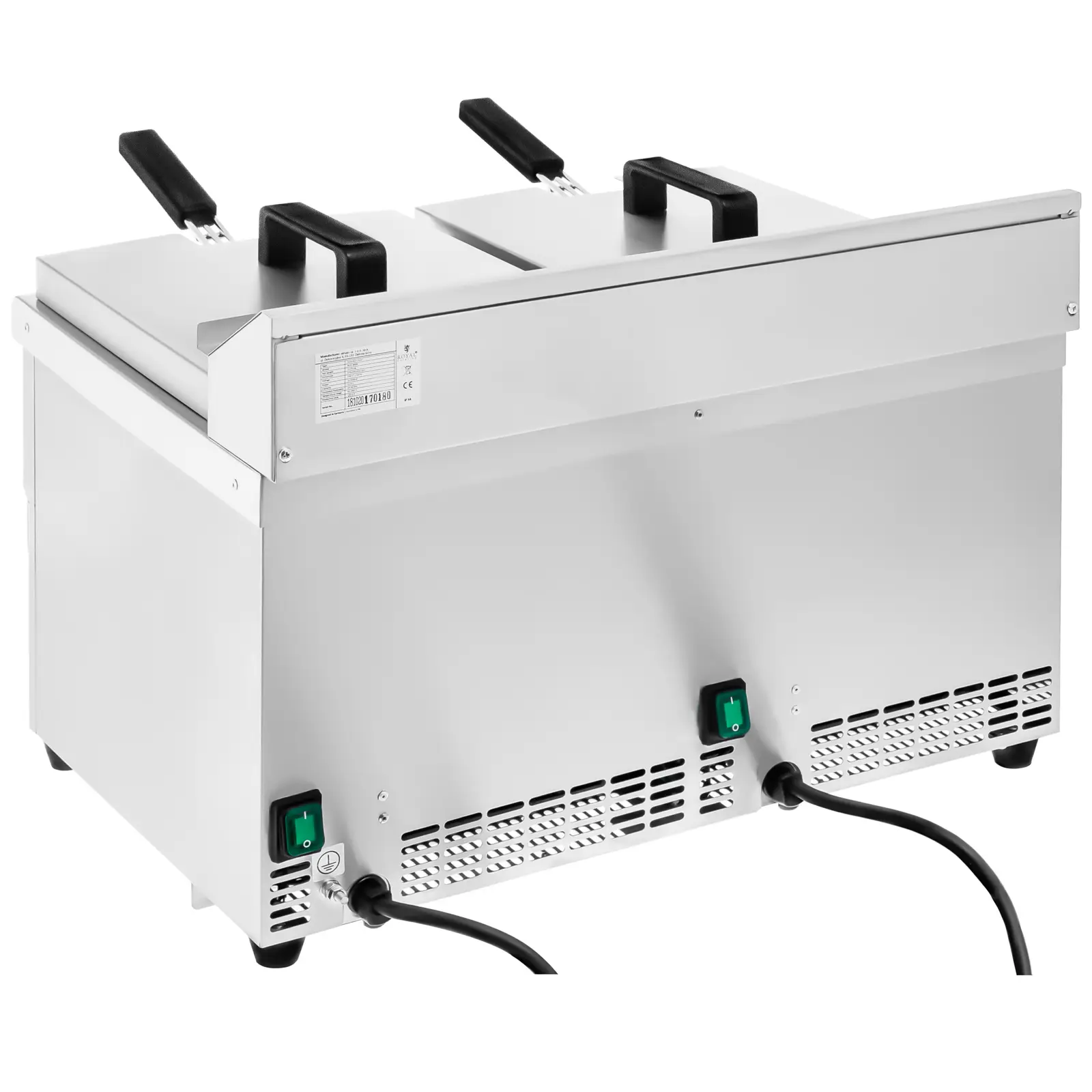 Indukční fritéza - 2 x 10 l - 2 x 3500 W - vypouštěcí kohout - časovač - Royal Catering (Materiál: Ušlechtilá ocel)