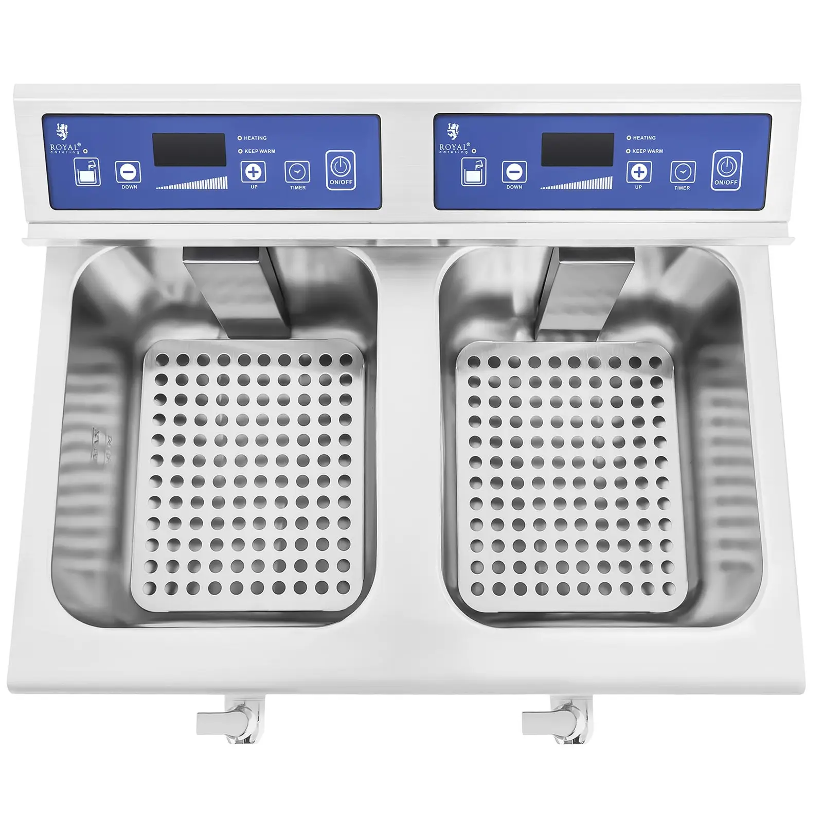 Indukční fritéza - 2 x 10 l - 2 x 3500 W - vypouštěcí kohout - časovač - Royal Catering (Výkon [W]: 2 x 3500)