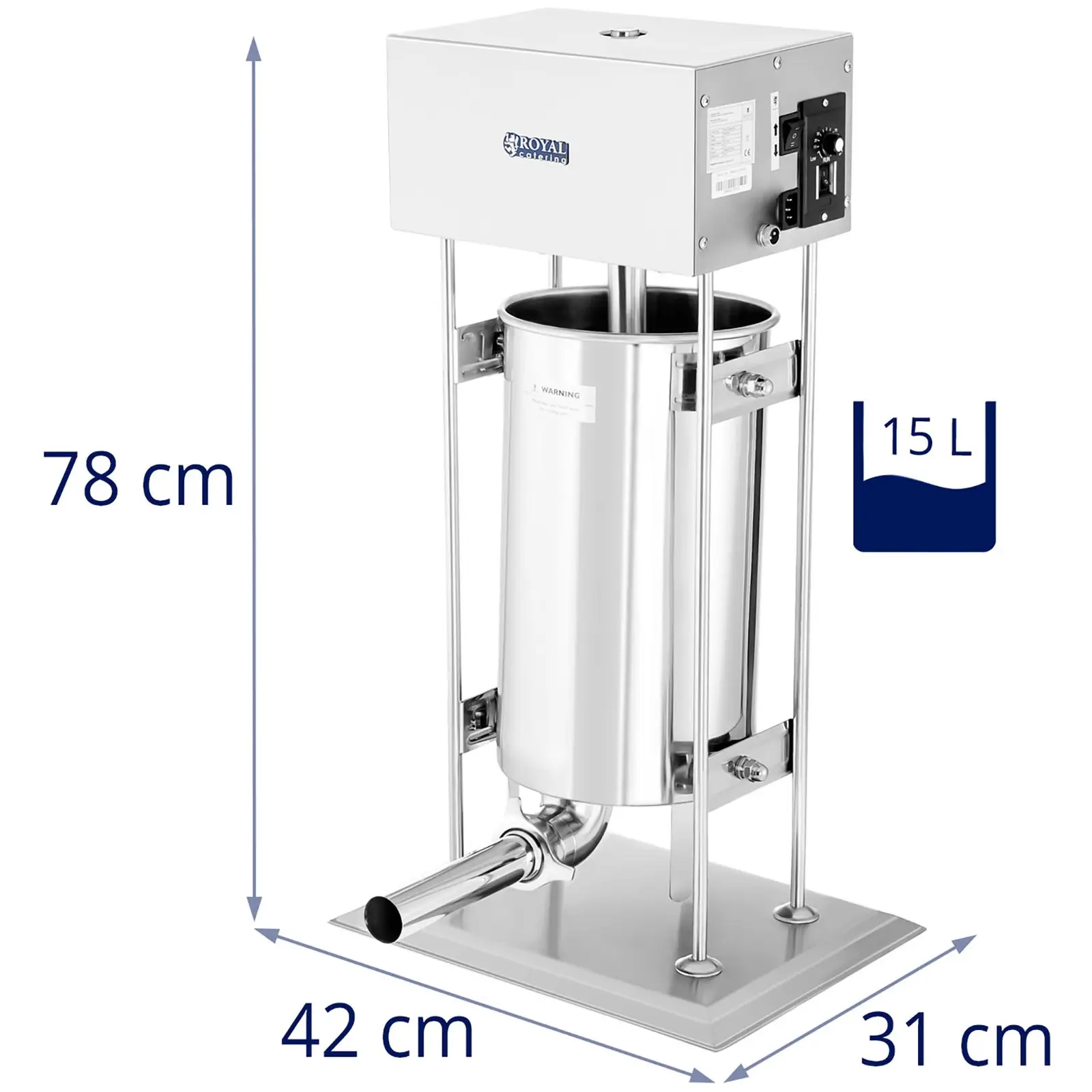 Nadziewarka do kiełbas - 15 l - elektryczna - 4 lejki - Royal Catering