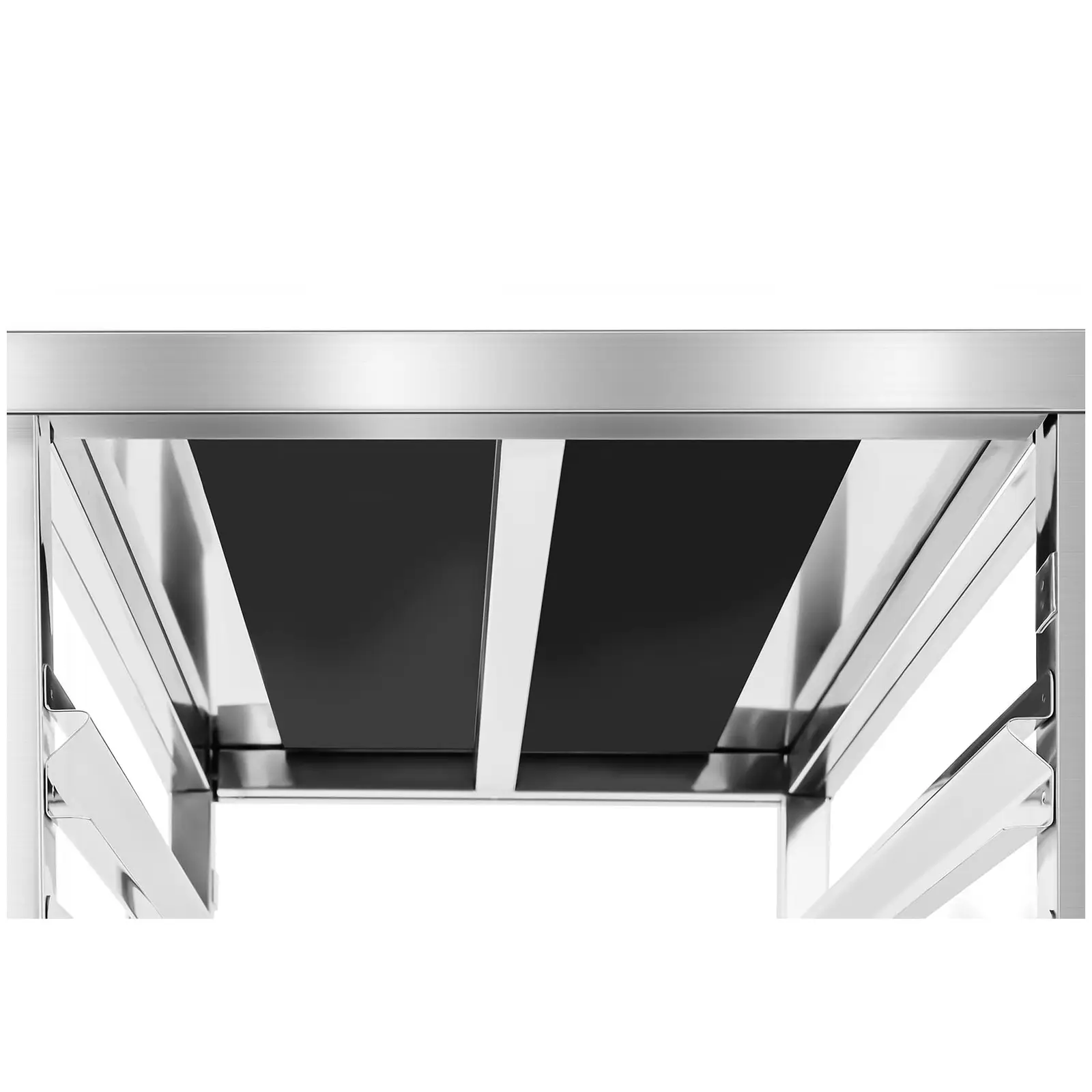 Charriot à plateaux - inox - pour 6 x GN 1/1 - Insertion longitudinale - 100 kg - 2 barres de sécurité - Royal Catering (Diamètre roulettes: 100 mm)