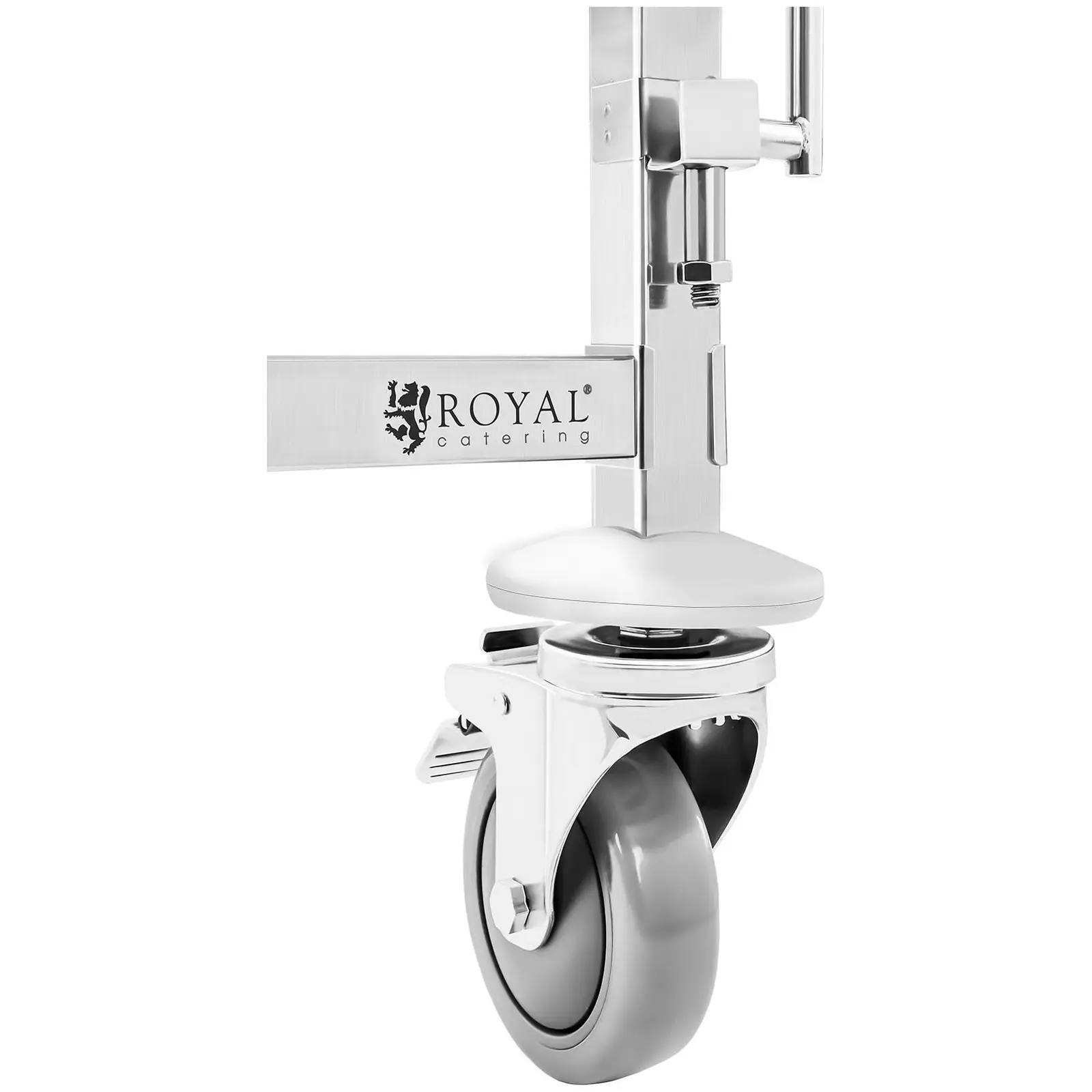 Charriot à plateaux - inox - pour 6 x GN 1/1 - Insertion longitudinale - 100 kg - 2 barres de sécurité - Royal Catering (Nombre de roulettes: 4 Pc)