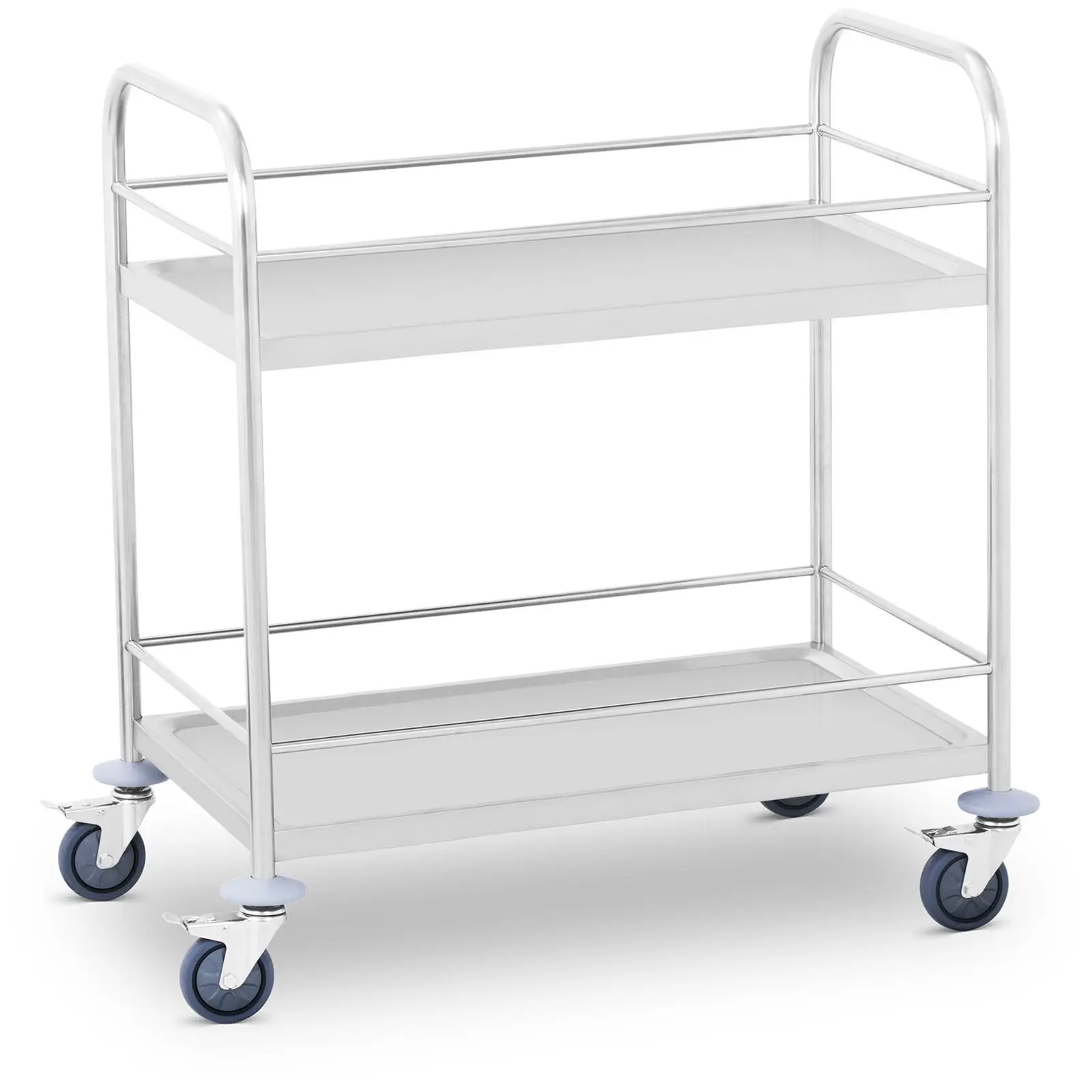 Charriot de service - inox - 2 tablettes avec garde-corps : 82 x 50 cm - 300 kg - Royal Catering