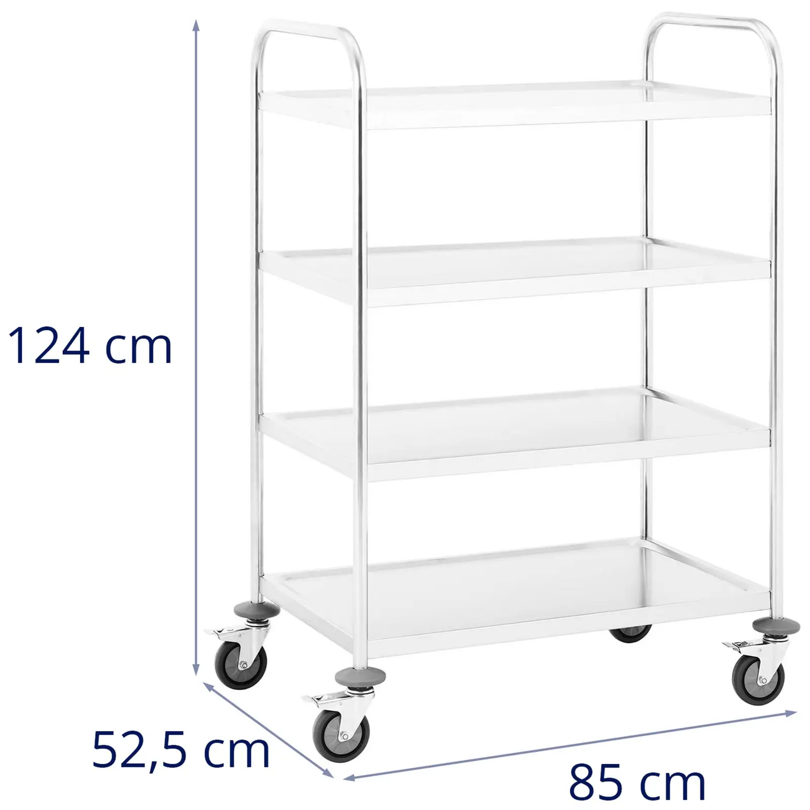 Chariot de service - 4 plateaux - 200 kg (Diamètre roulettes: 100 mm)