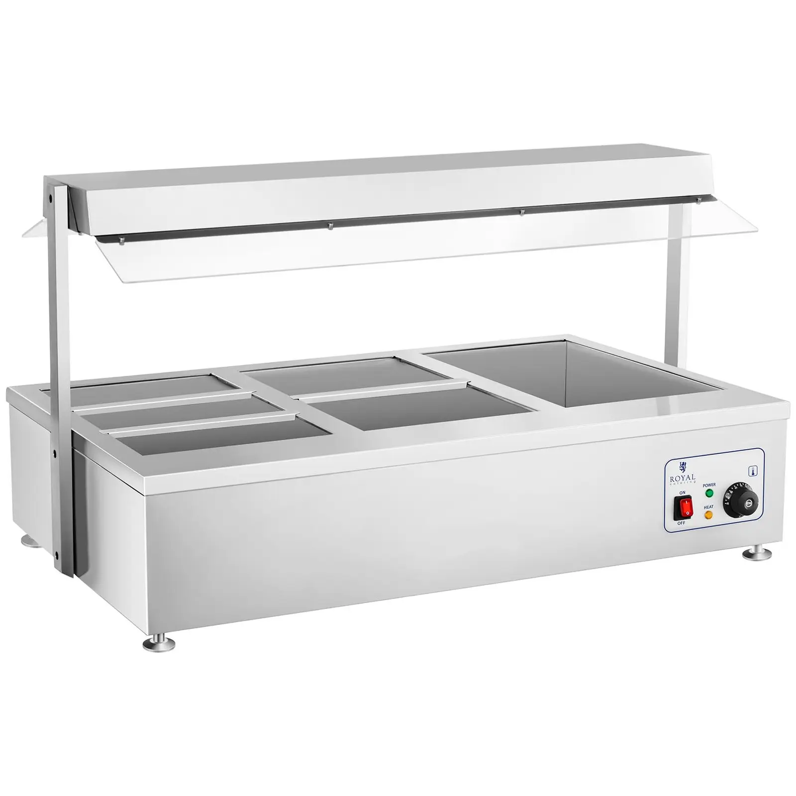Bain Marie - 6 GN - s nástavbou na maso (Výpustný kohout: Ne)