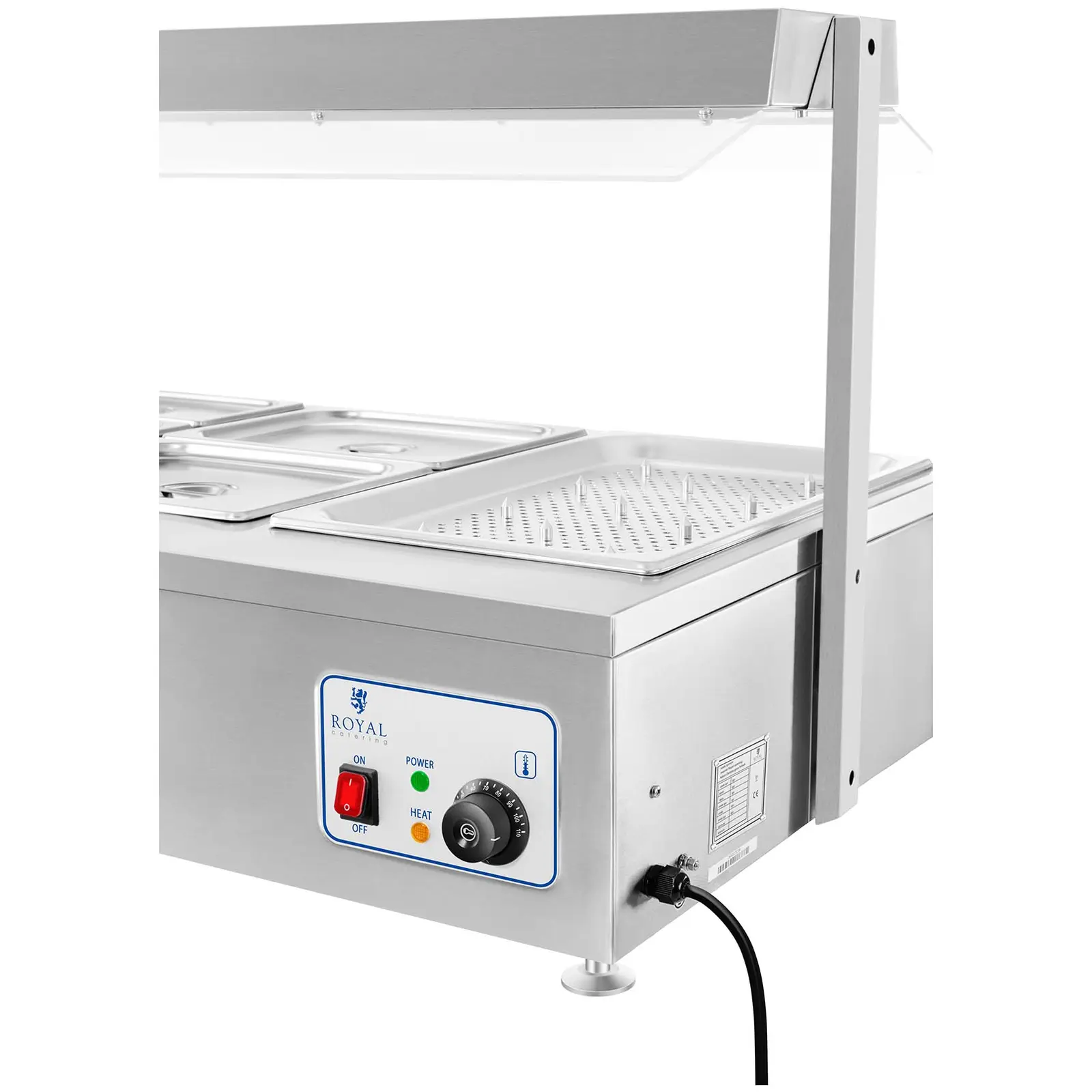 Bain Marie - 6 GN - s nástavbou na maso (Krycí sklo: Ano)